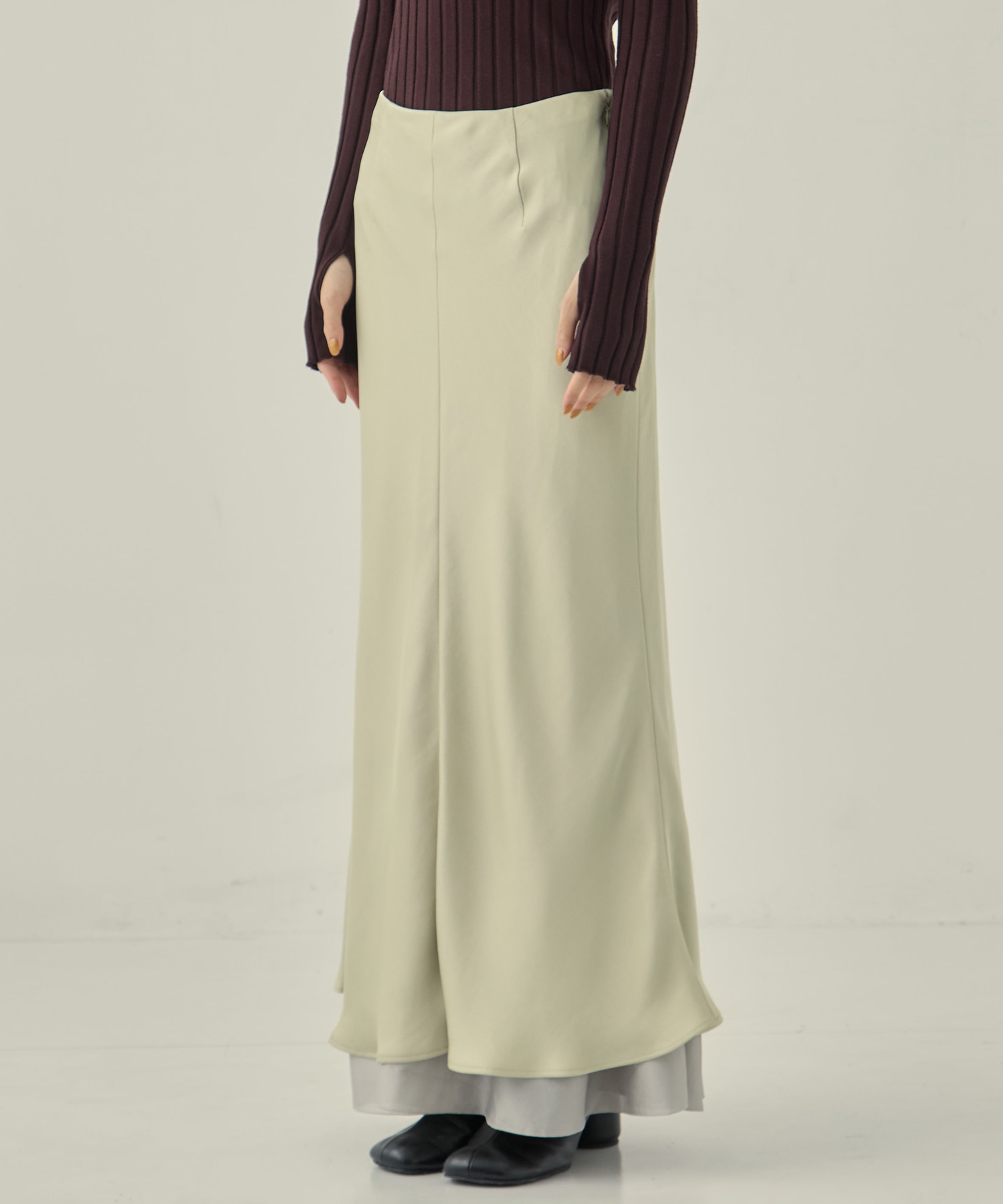 LAYERED SATIN MERMAID SKIRT STUDIOUS