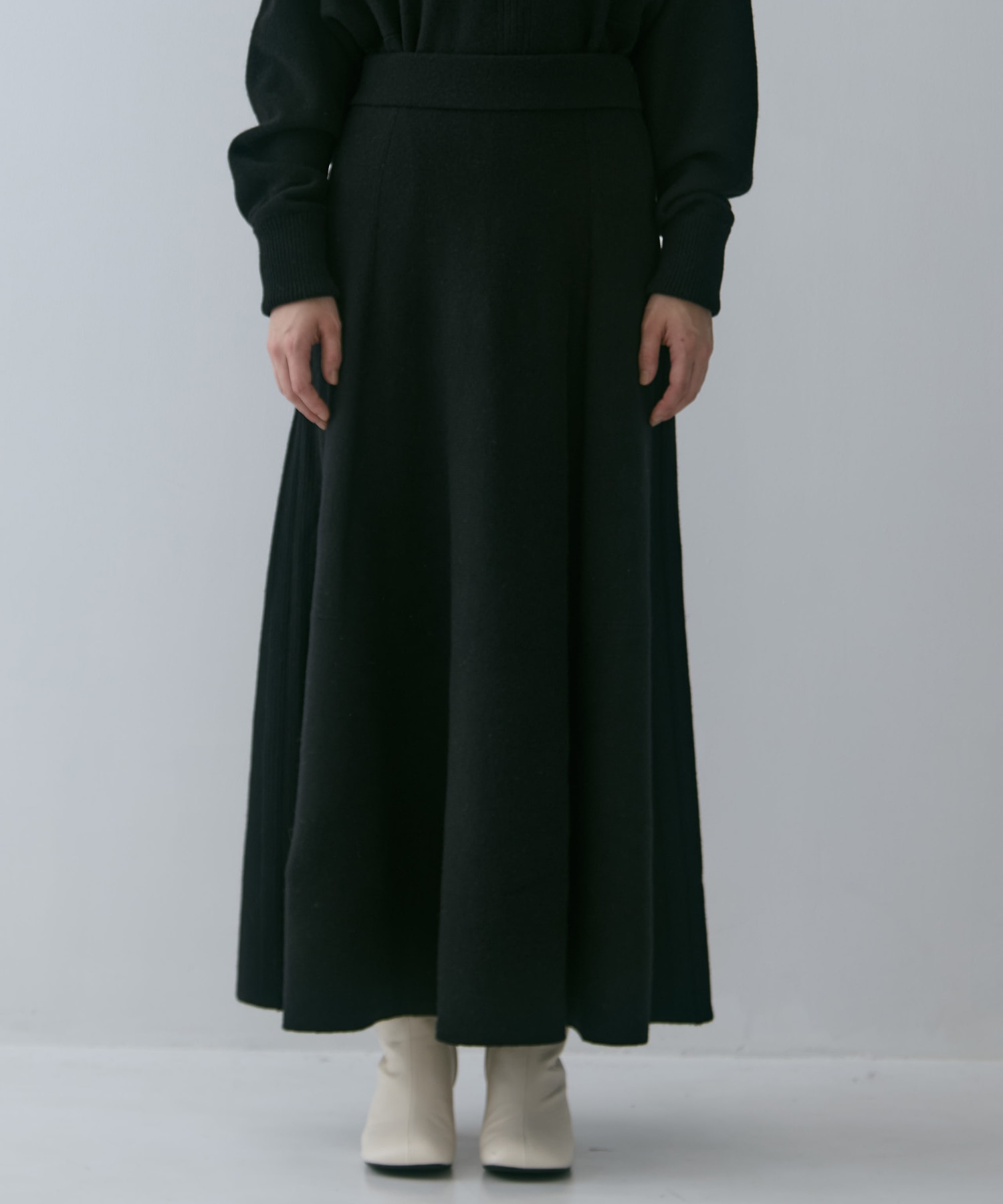 別注 CASHMERE FLARE LONG SKIRT WRAPINKNOT