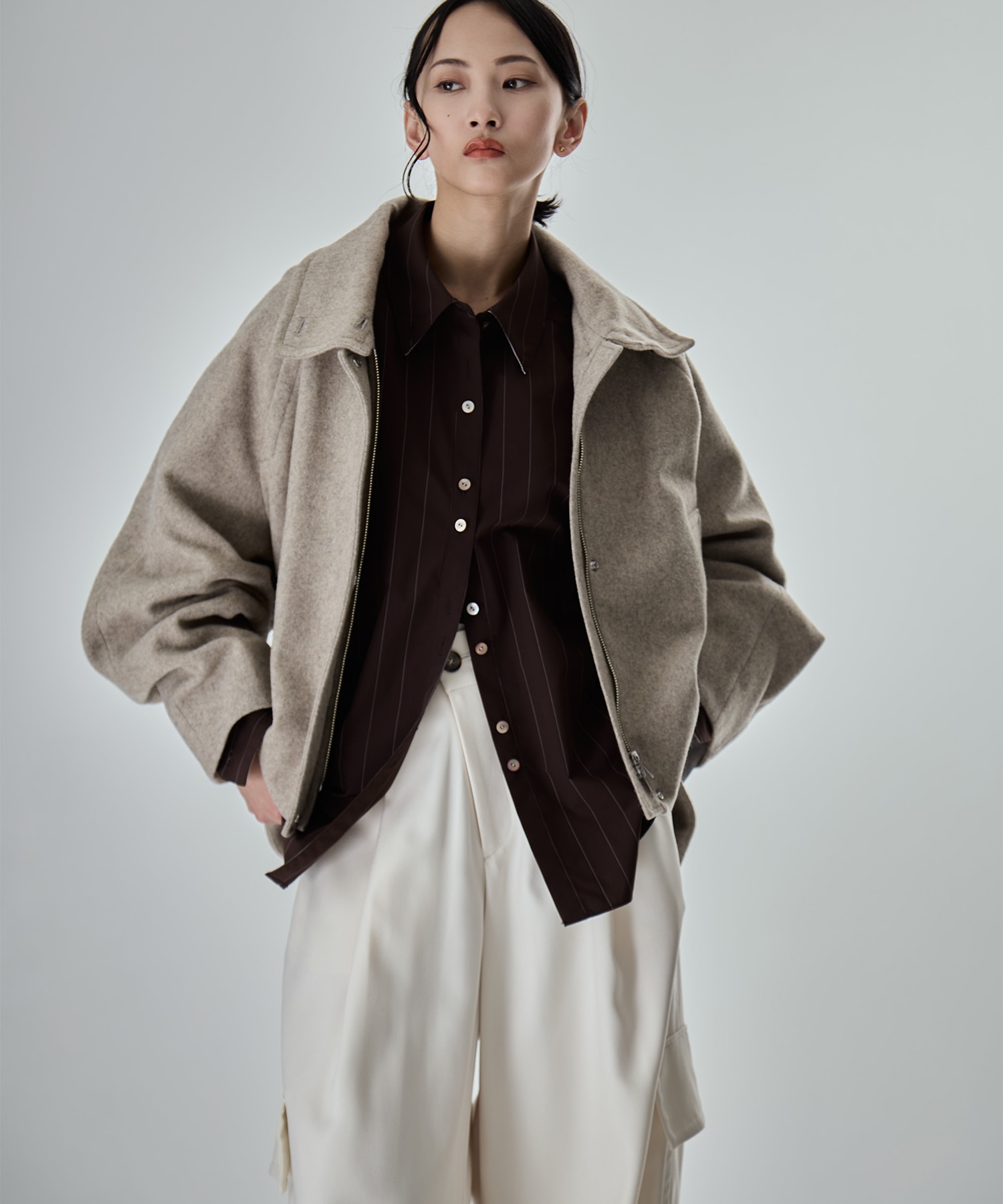 Stand Collar Wool Blouson STUDIOUS