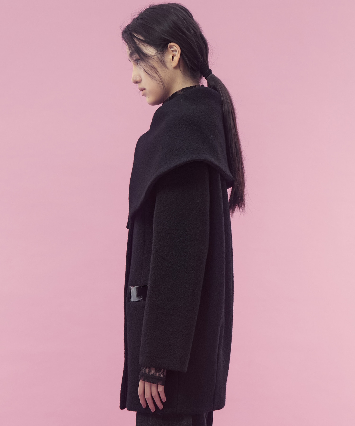 Boucle wool cape coat FETICO