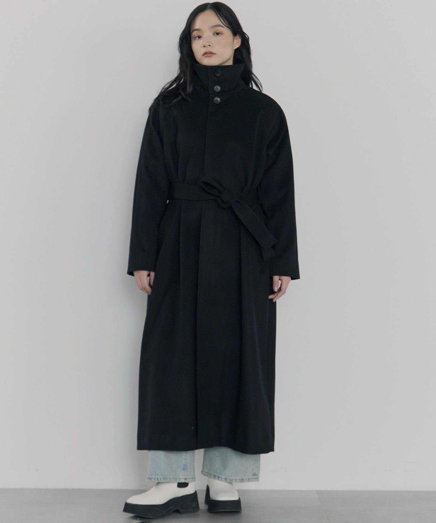 別注スタンドカラーロングコート Dessin de mode