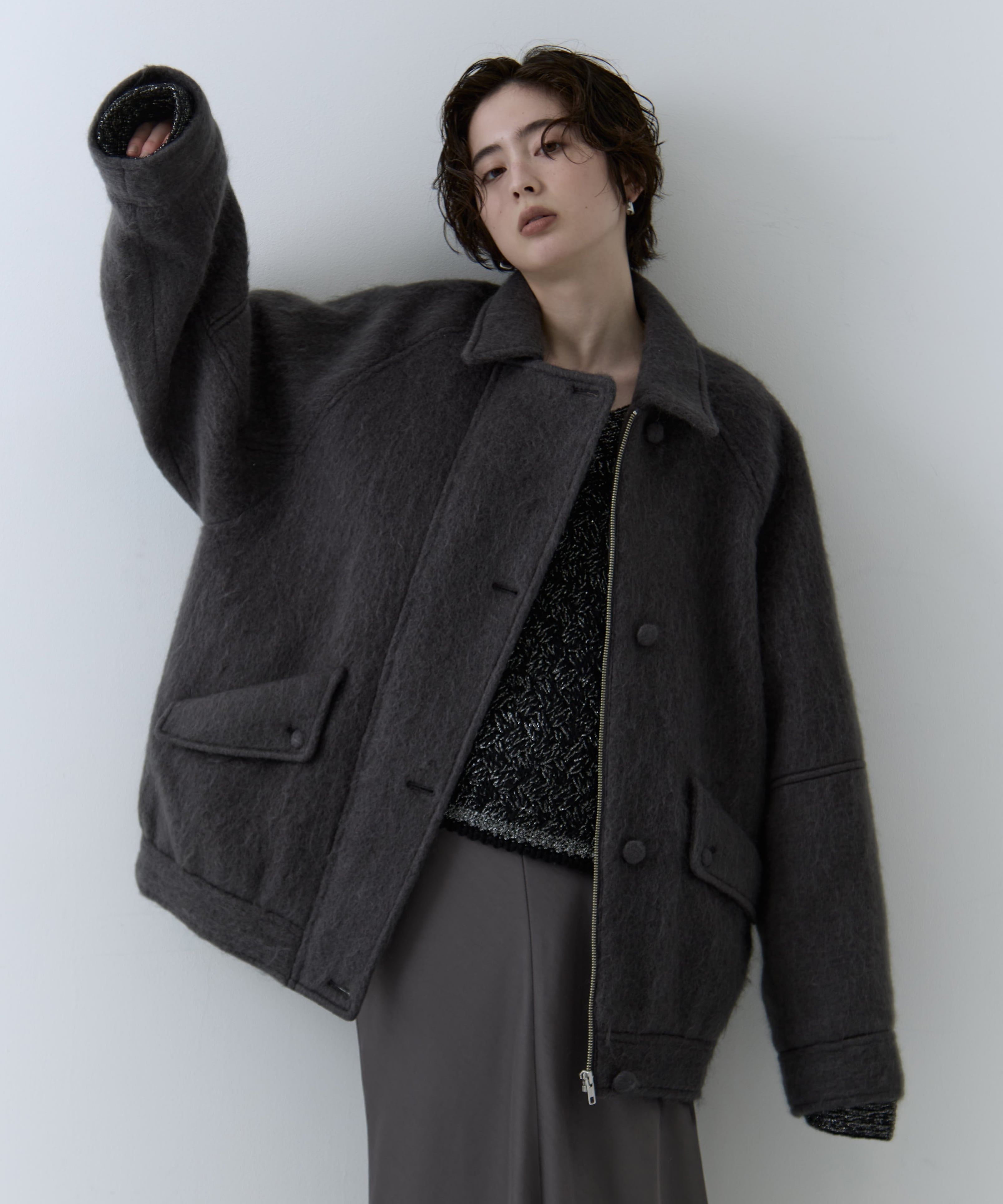 UND MOHAIR SHAGGY FLIGHT JACKET AMERI