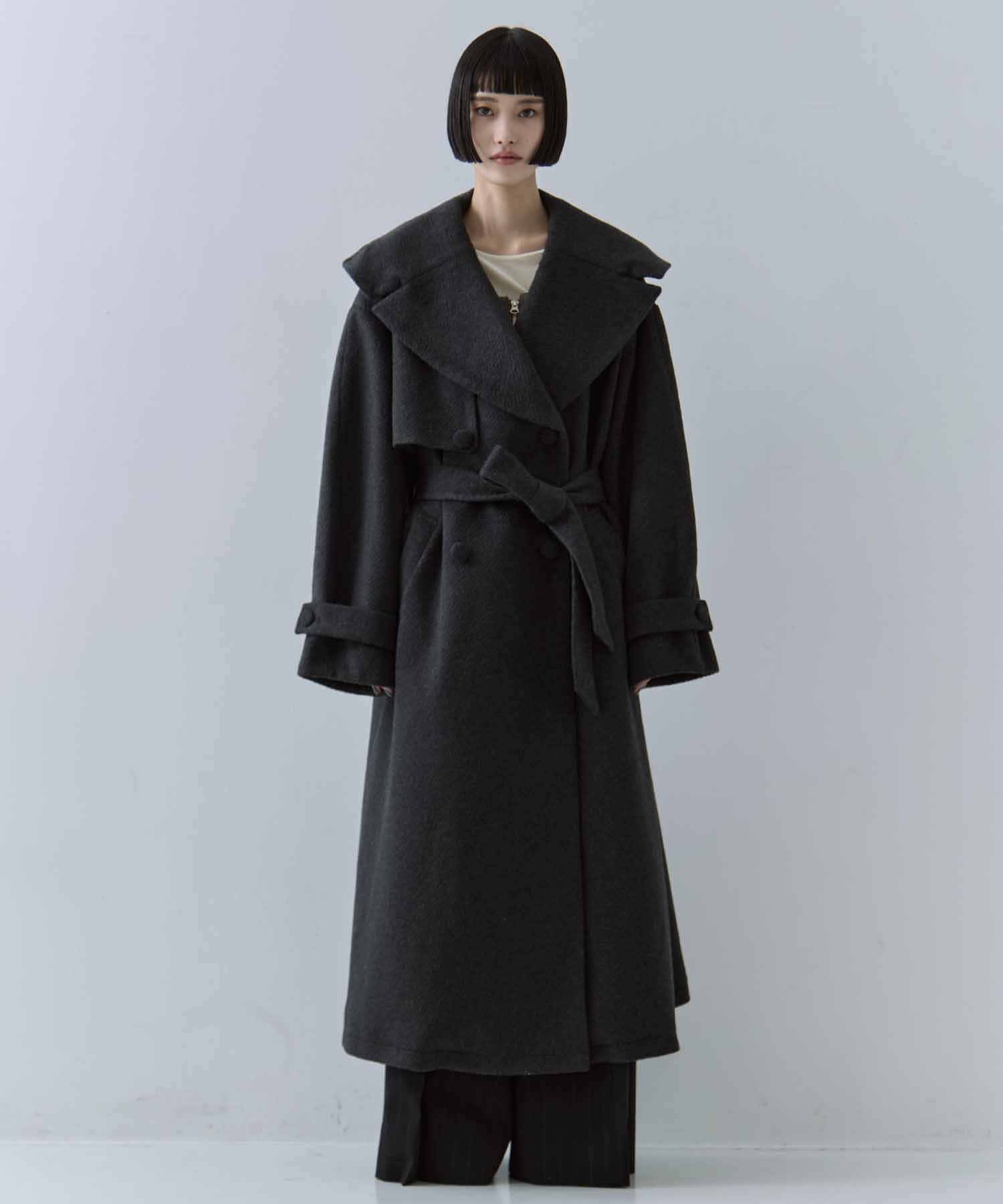 UND BIG ROUND COLLAR WOOL LONG COAT AMERI