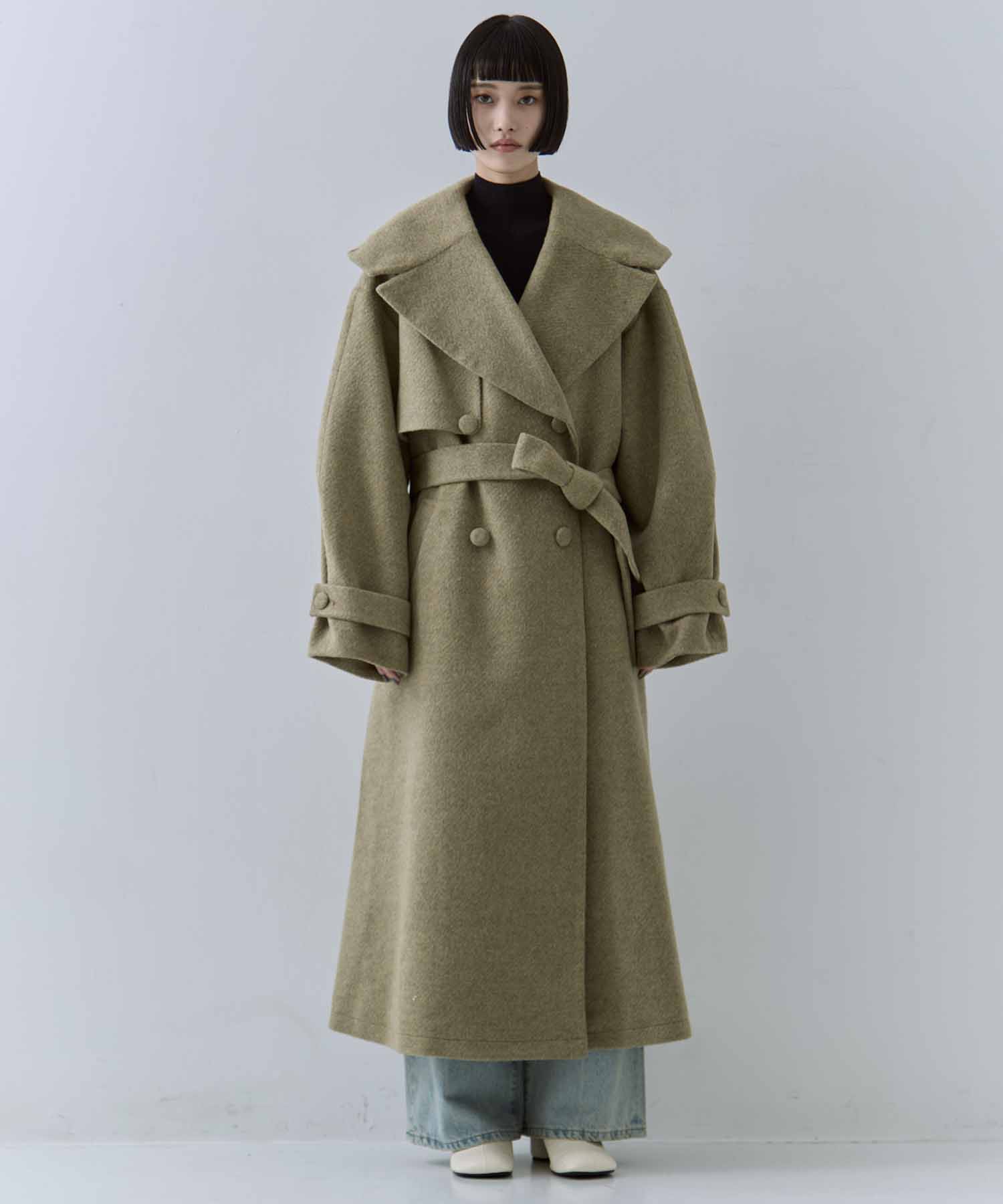 UND BIG ROUND COLLAR WOOL LONG COAT AMERI