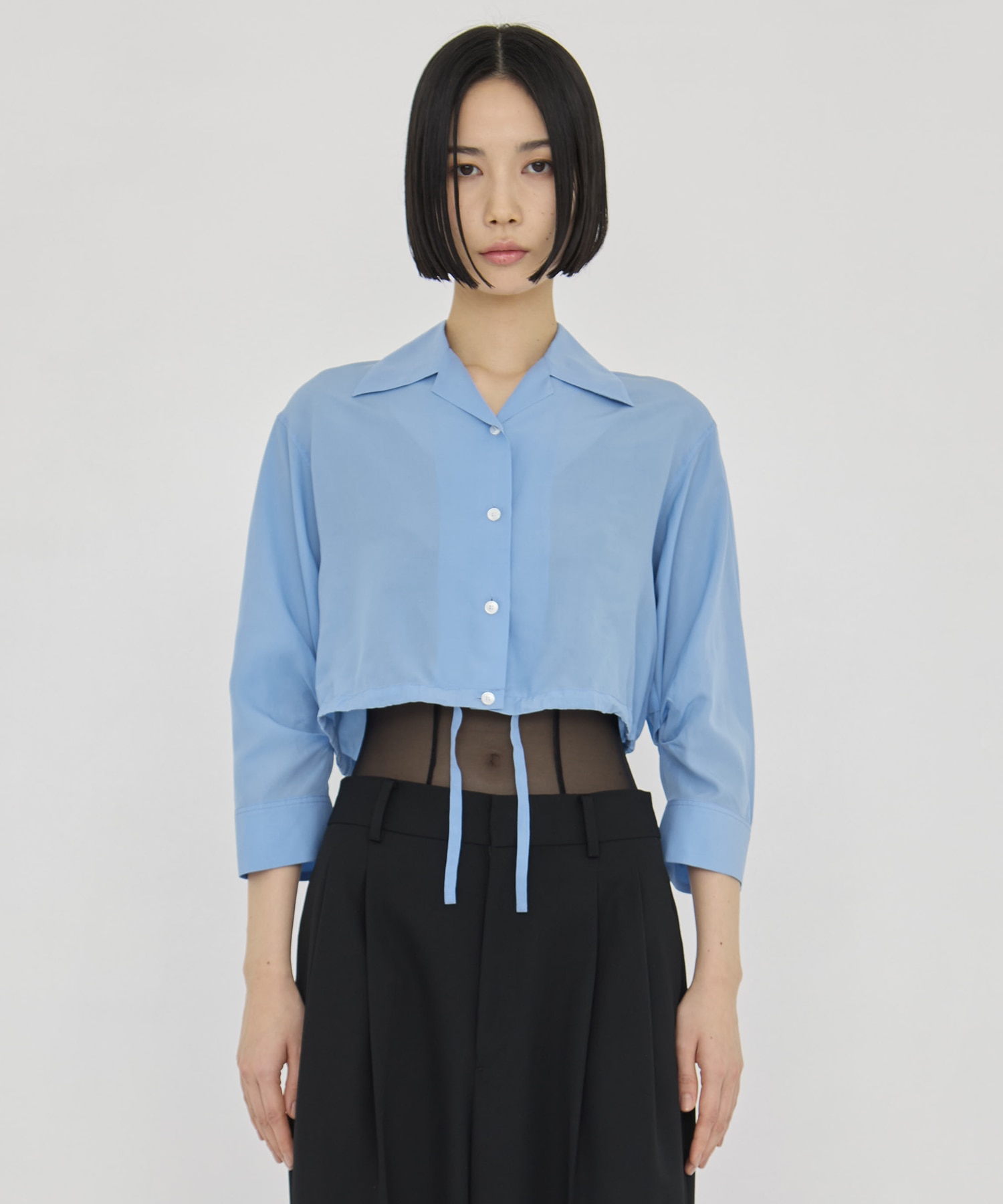 CROPPED COTTON OPEN-COLLAR SHIRT CINOH