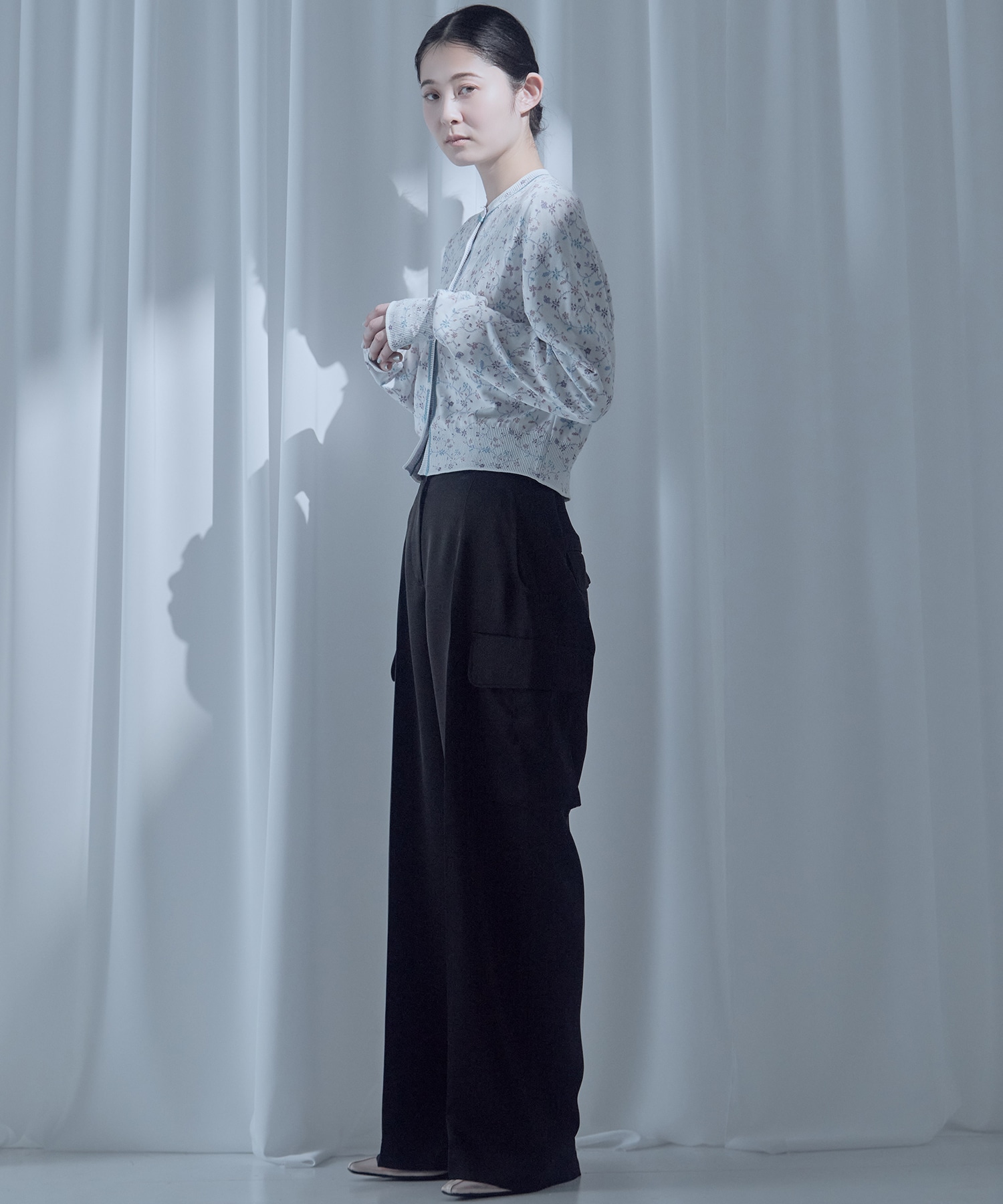 Floral Motif Glitter Knit Cardigan Mame Kurogouchi