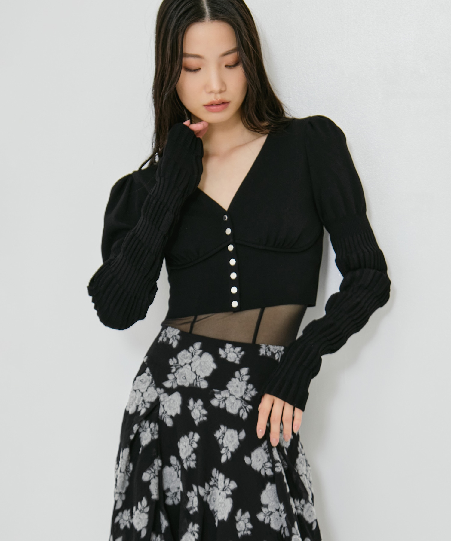 別注 STRIPE KNIT SHORT CARDIGAN FETICO