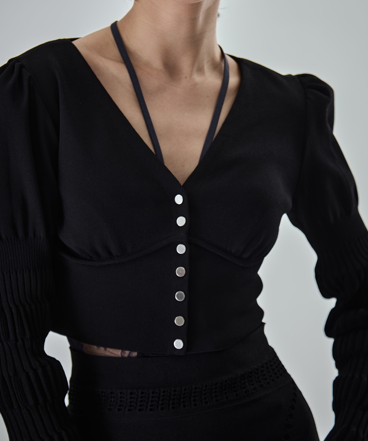 別注 STRIPE KNIT SHORT CARDIGAN FETICO