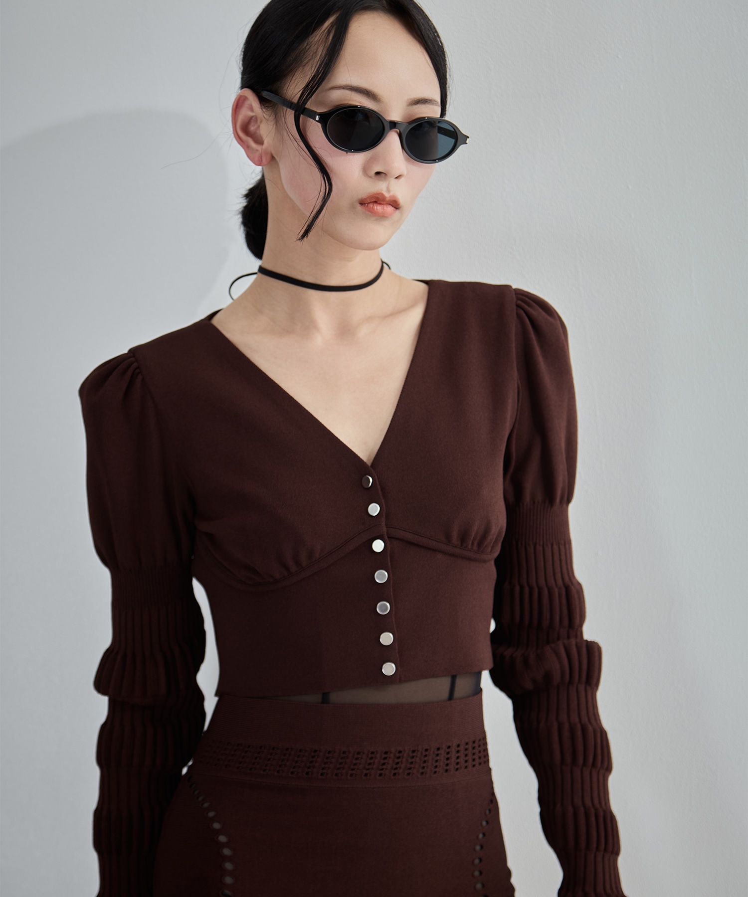 別注 STRIPE KNIT SHORT CARDIGAN FETICO