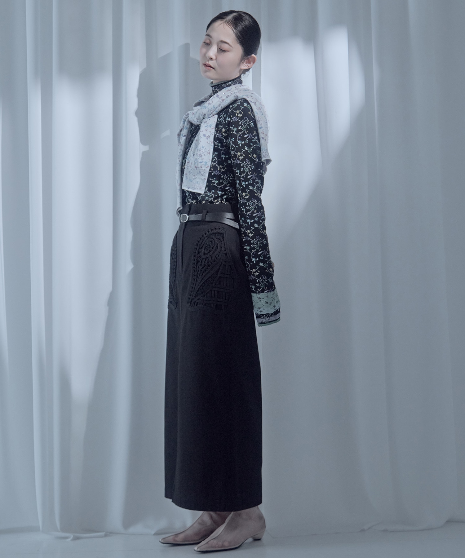 別注Cording Embroidery Detailed I-line Skirt Mame Kurogouchi