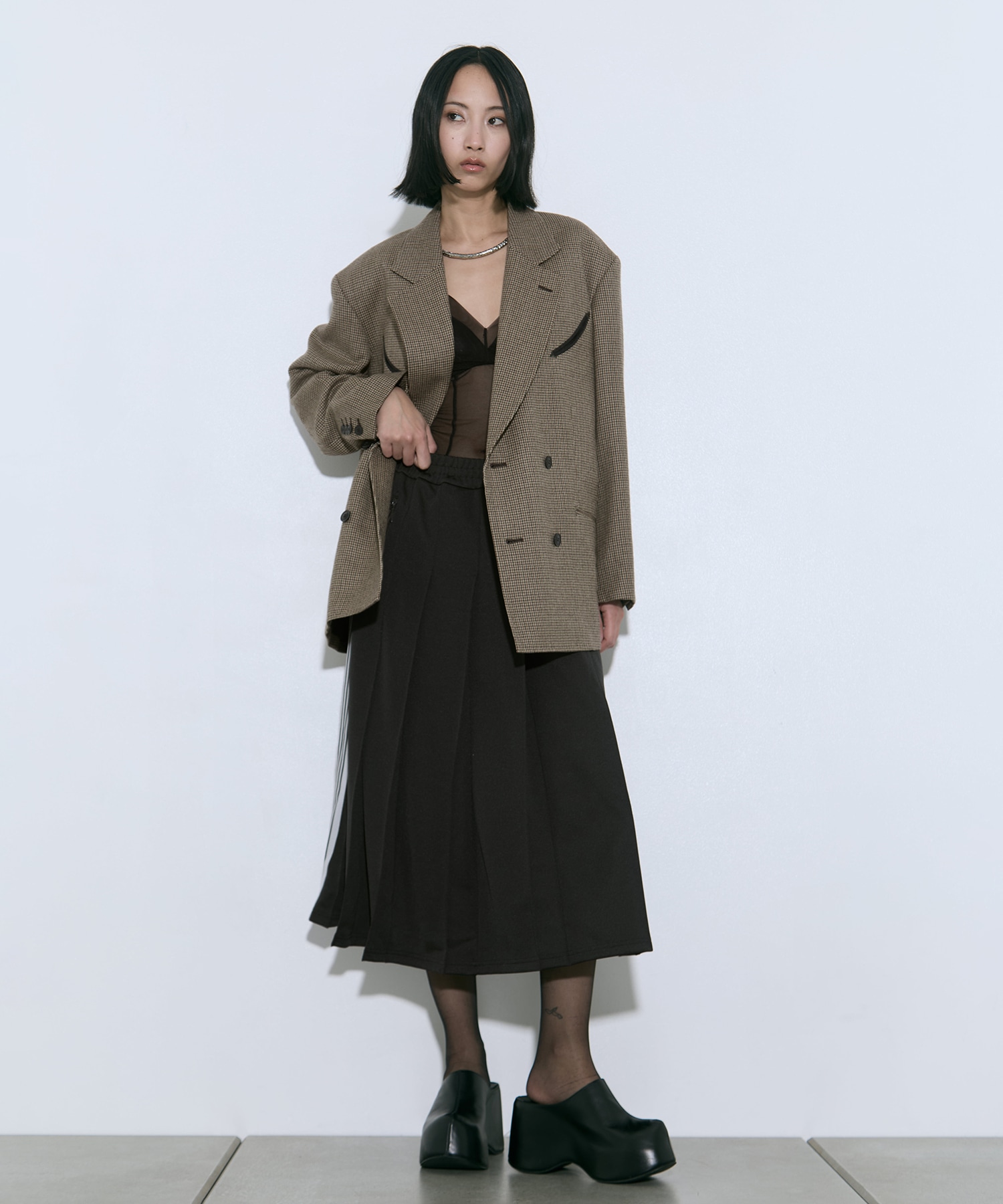 Pleated Track Skirt - Poly Smooth 