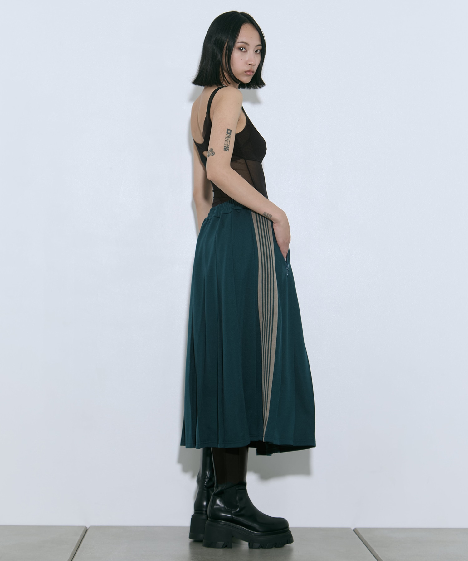 Pleated Track Skirt - Poly Smooth 