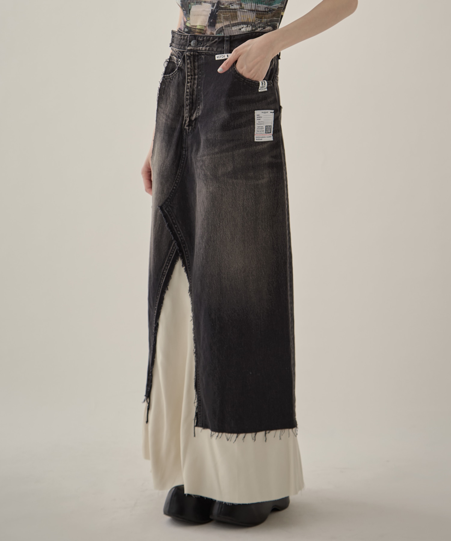 DENIM PANTS COMBINED SKIRT Maison MIHARA YASUHIRO