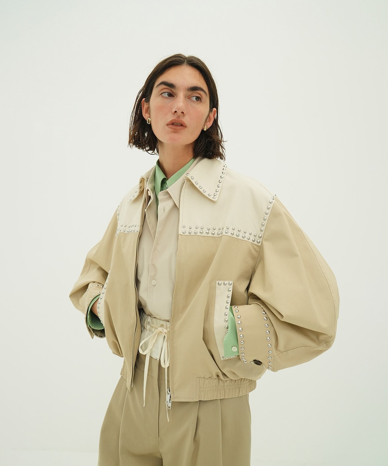 W COLOR STUDDED DRIZZLER JACKET CLANE