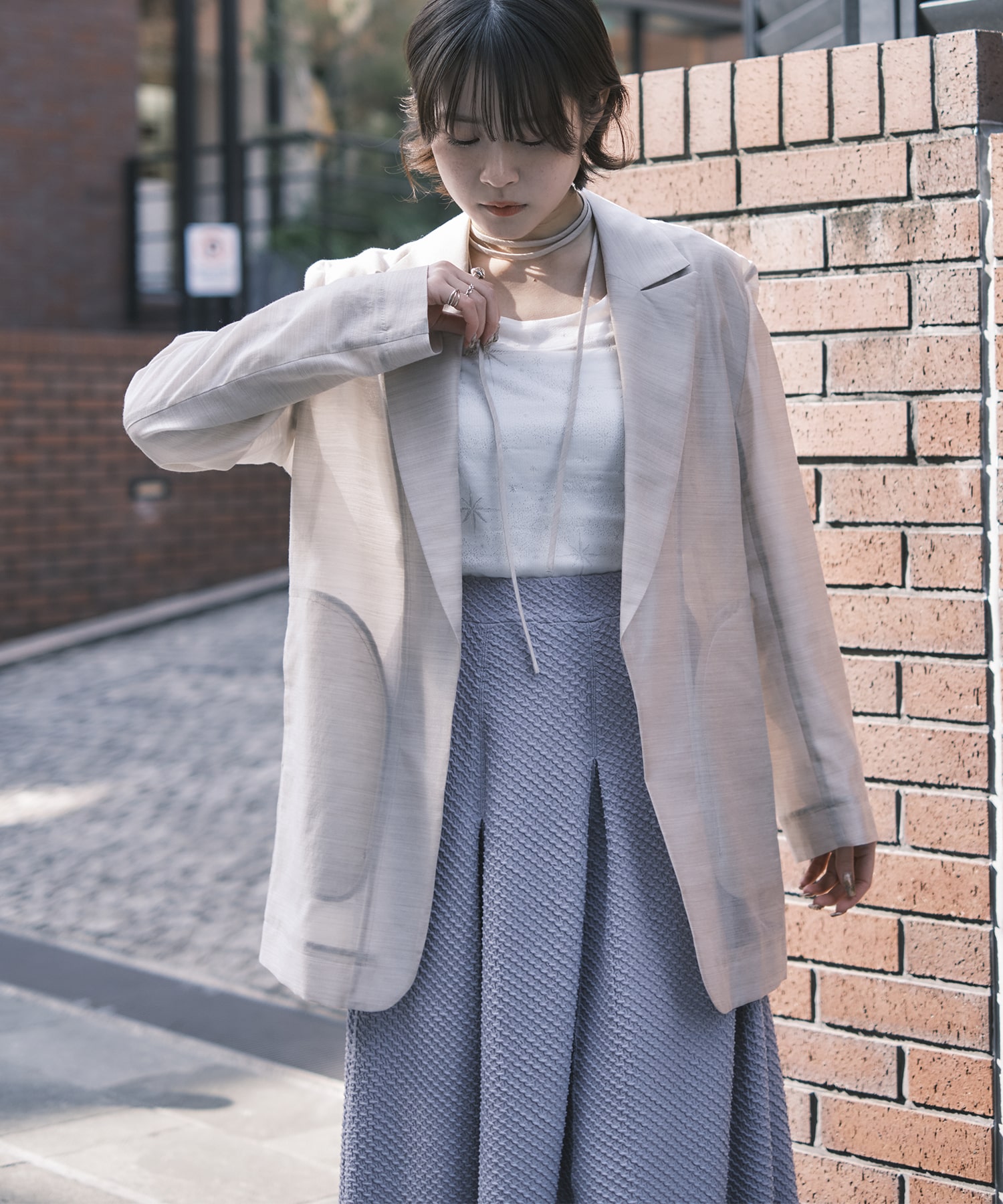 Wool Nylon Shimmering Jacket Mame Kurogouchi
