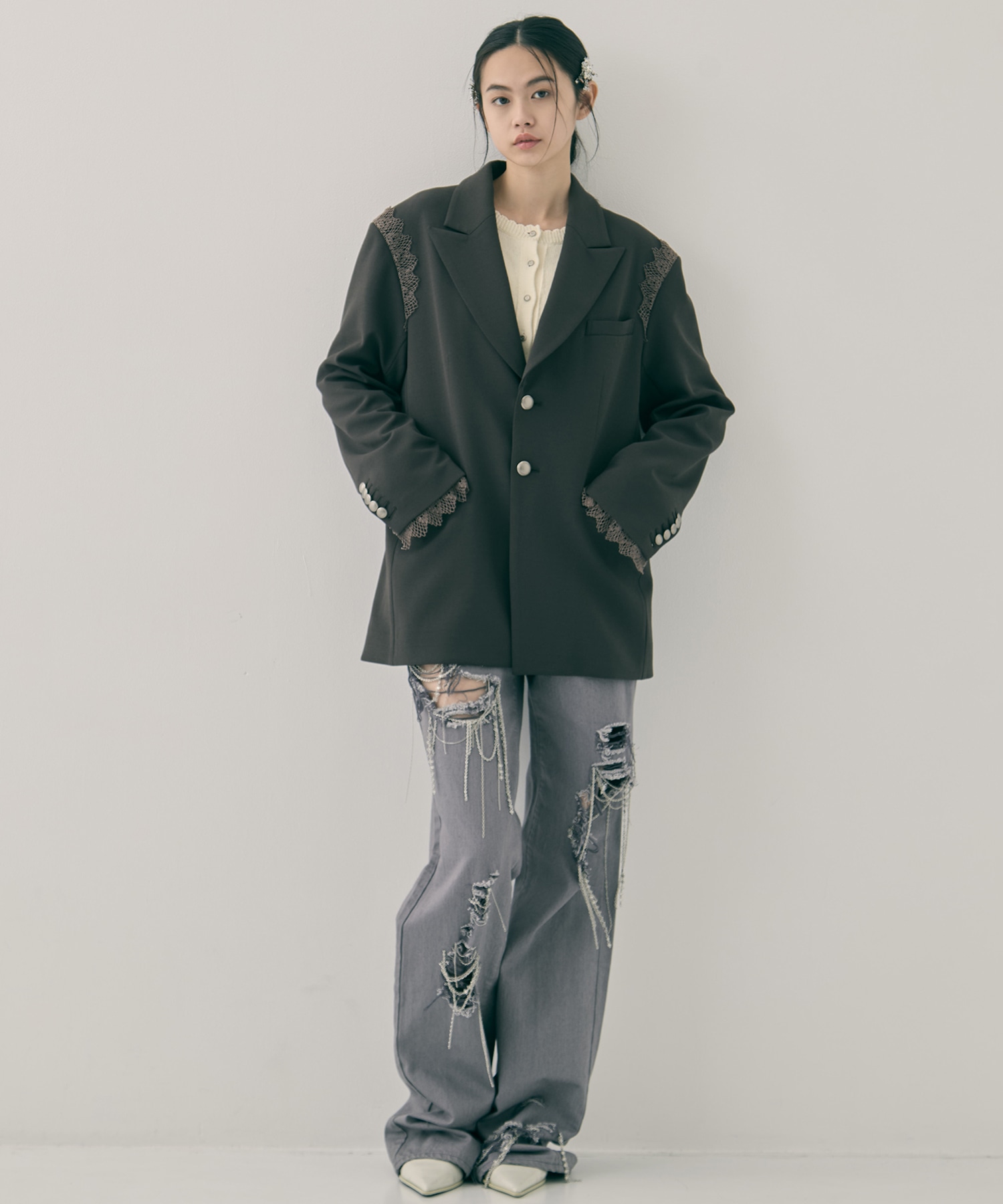 garter collar peaked lapel jacket tanakadaisuke