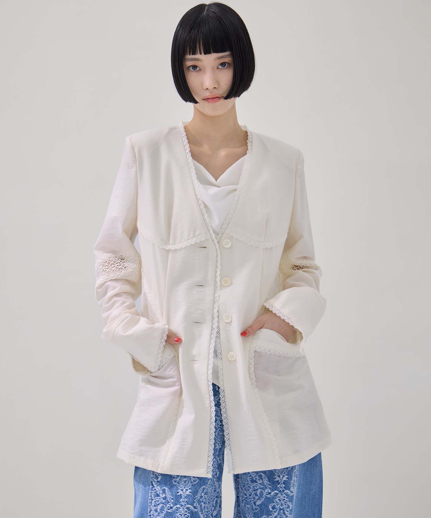 別注 LACE-PANELED JACKET FETICO