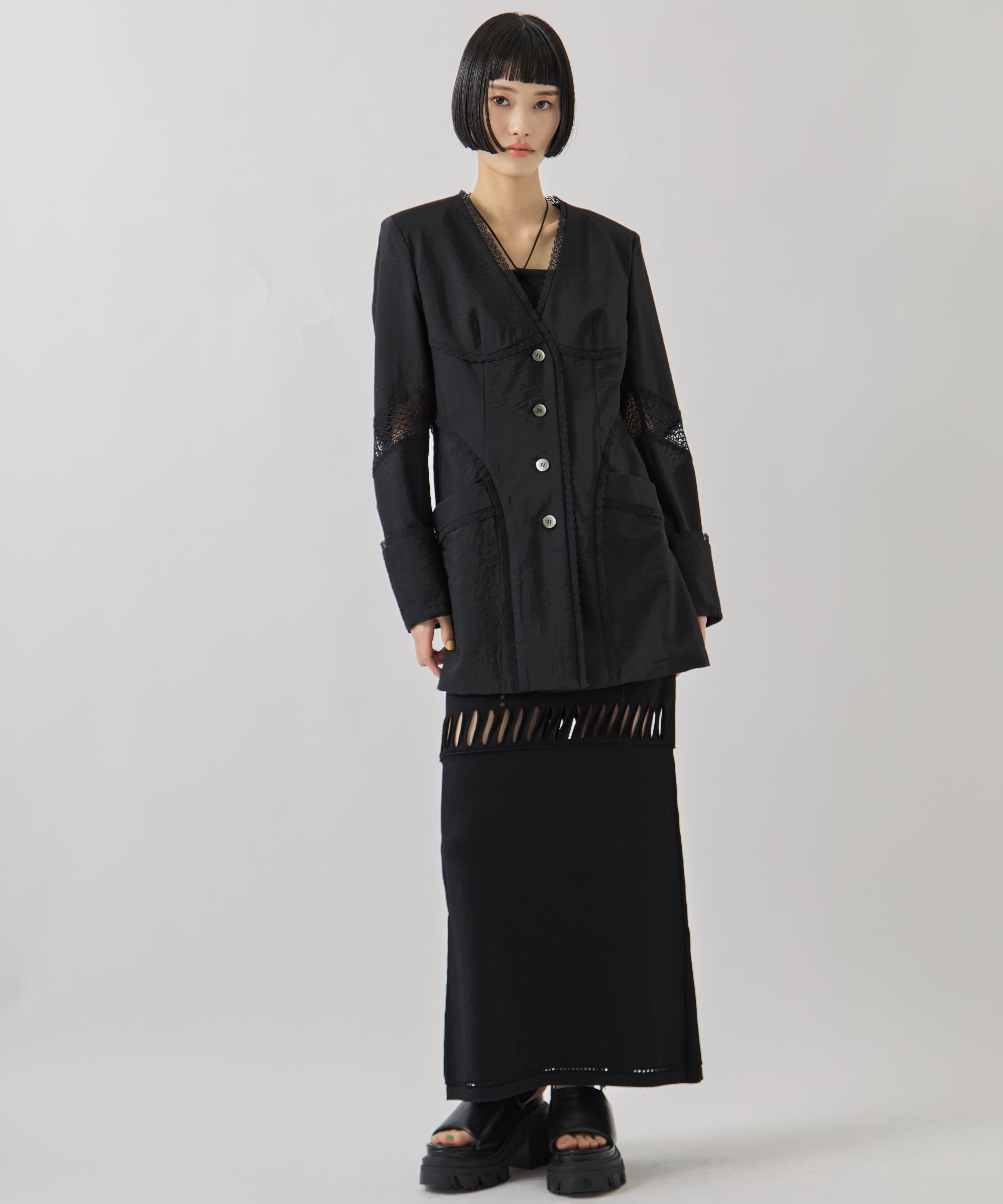 別注 LACE-PANELED SHIRT JACKET FETICO