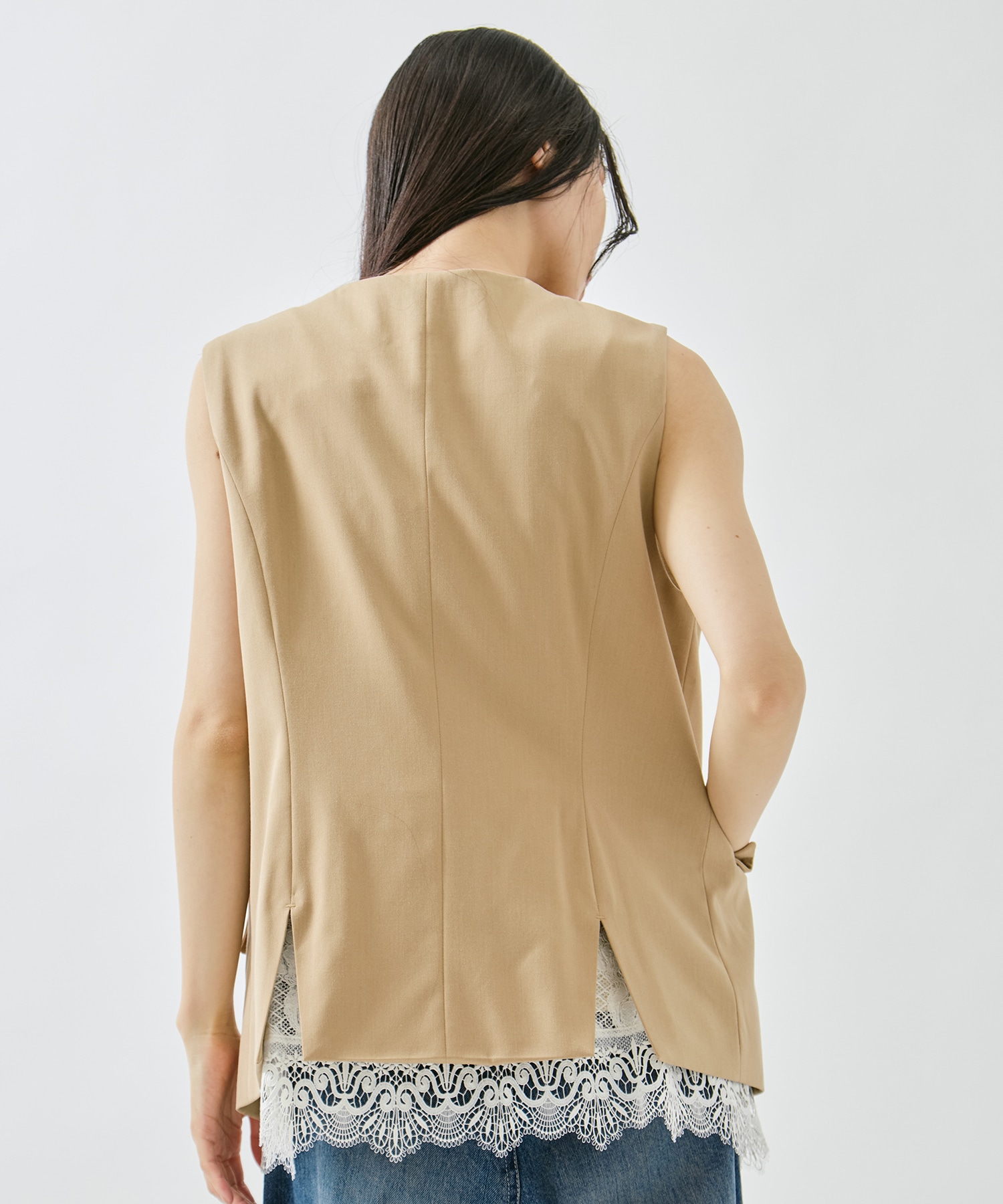 2WAY CREW NECK LACE TAKE OFF VEST AMERI