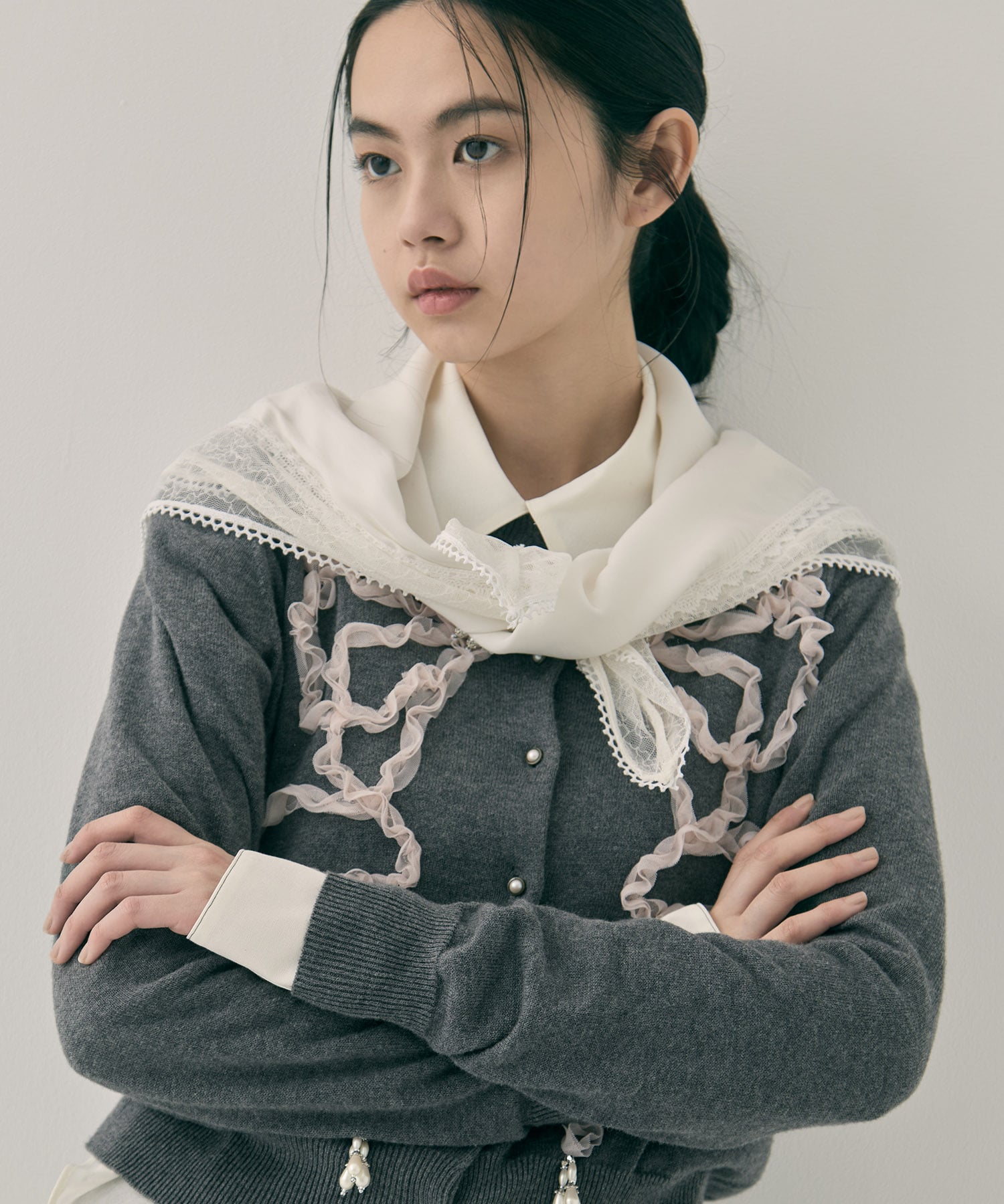 flower lace frame scarf tanakadaisuke