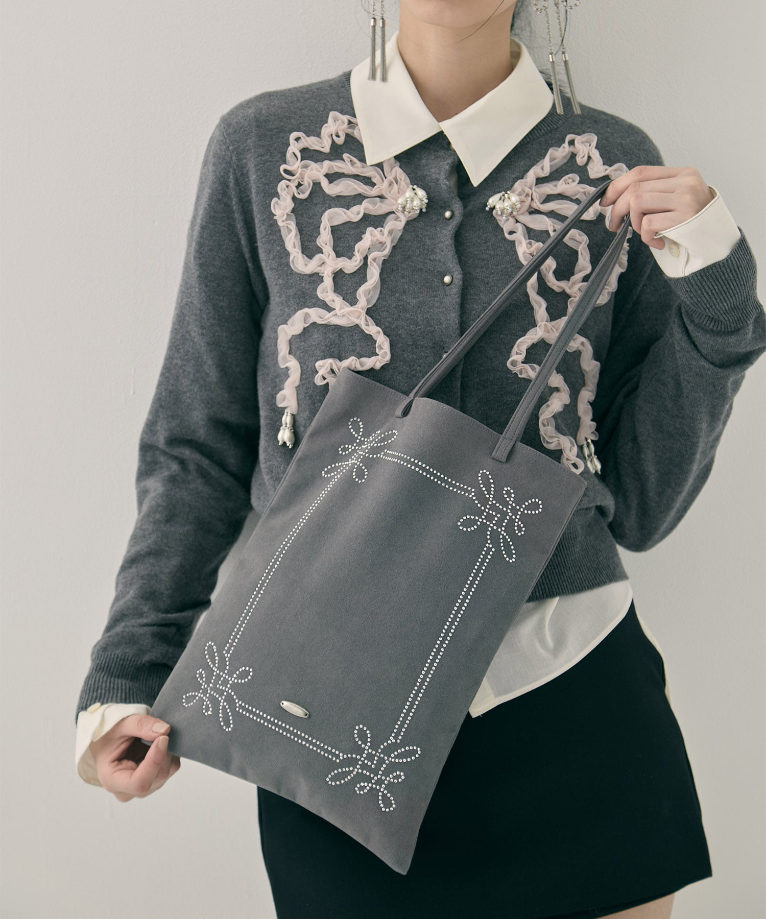 Rhinestone frame tote bag tanakadaisuke