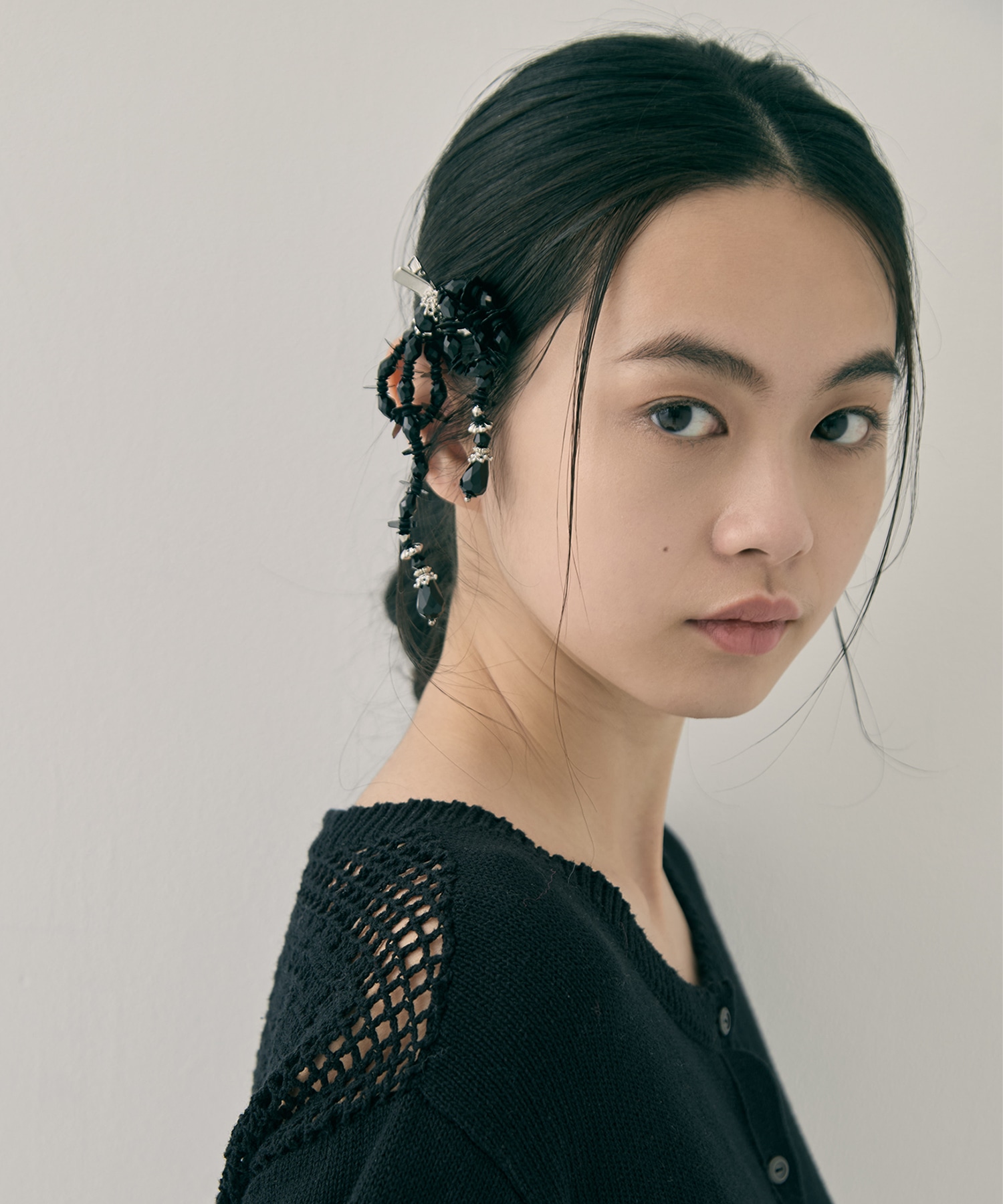 black beads ribbon clip tanakadaisuke