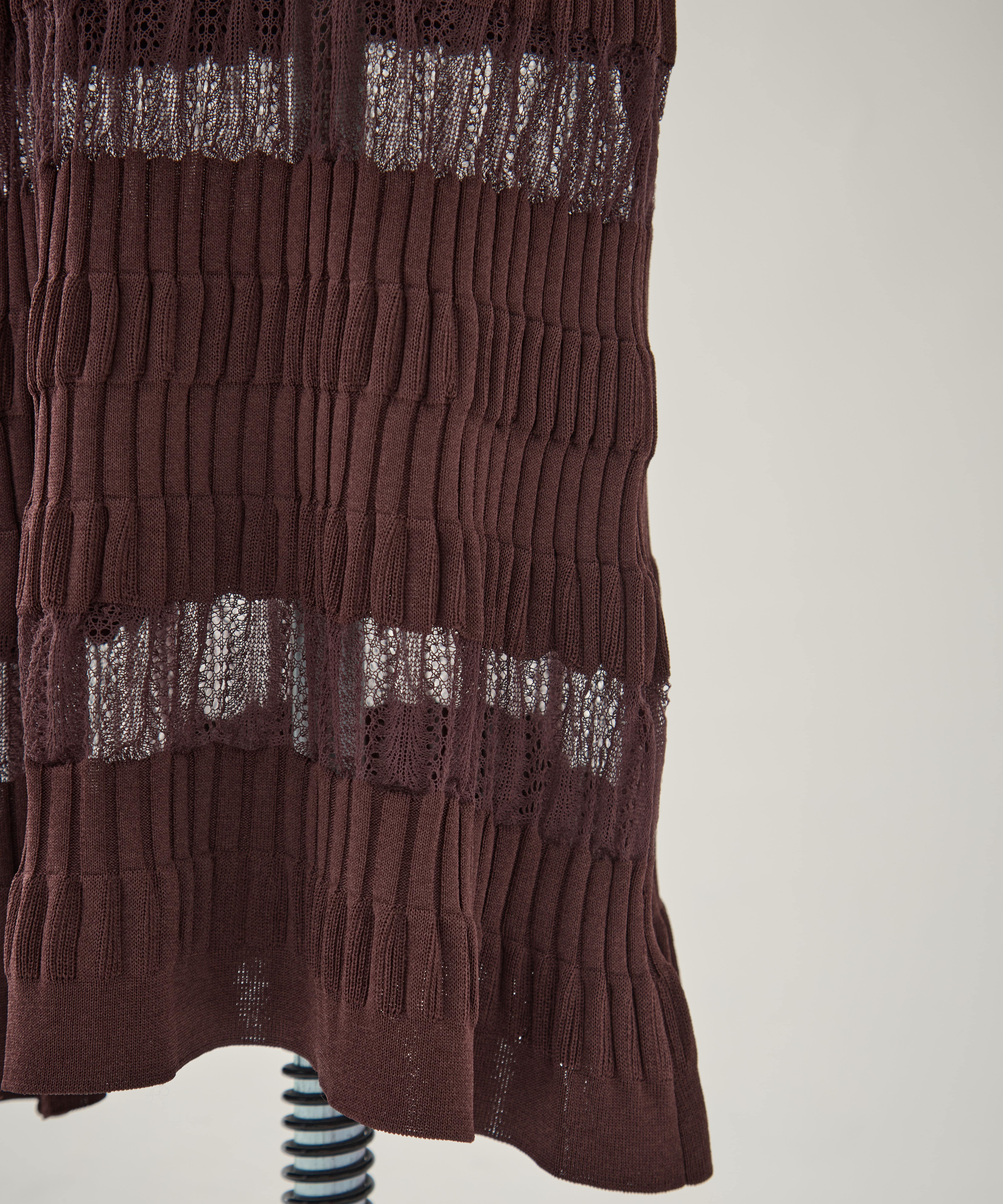 SHEER STRIPE KNIT LONG DRESS FETICO