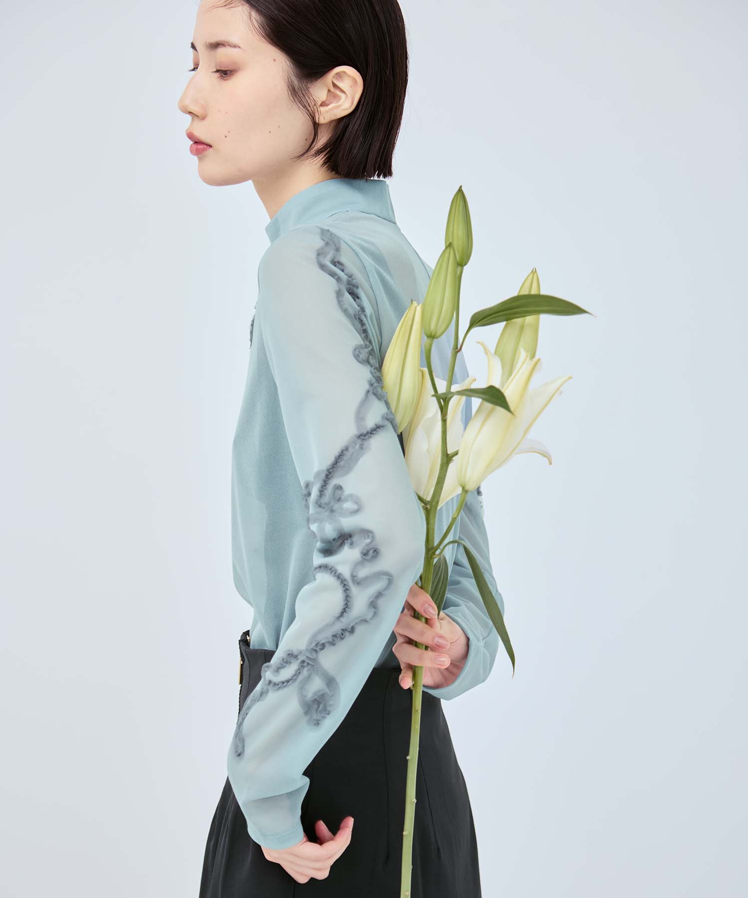 別注Moon road embroidered sheer top MURRAL