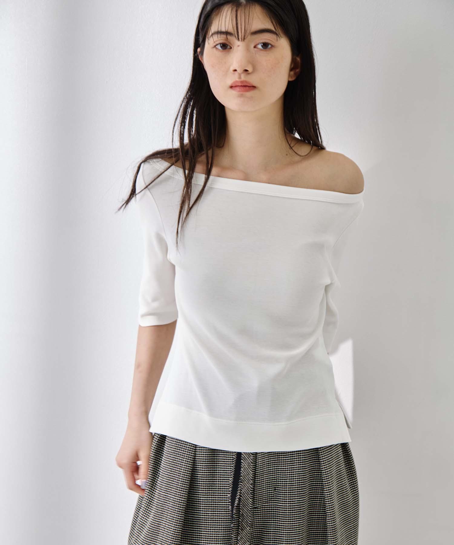 Luxury Cotton Boat Neck Tee 