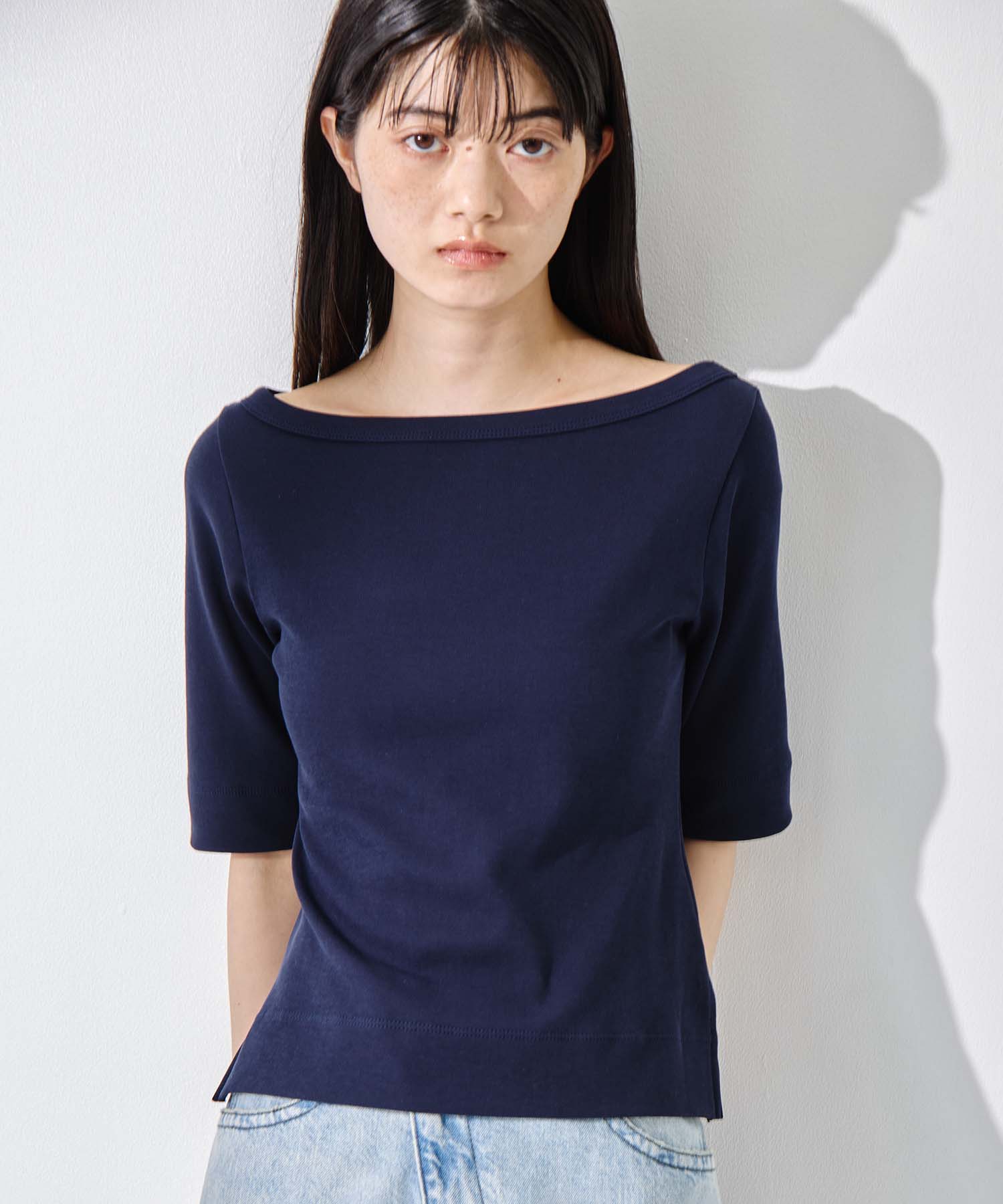 Luxury Cotton Boat Neck Tee 