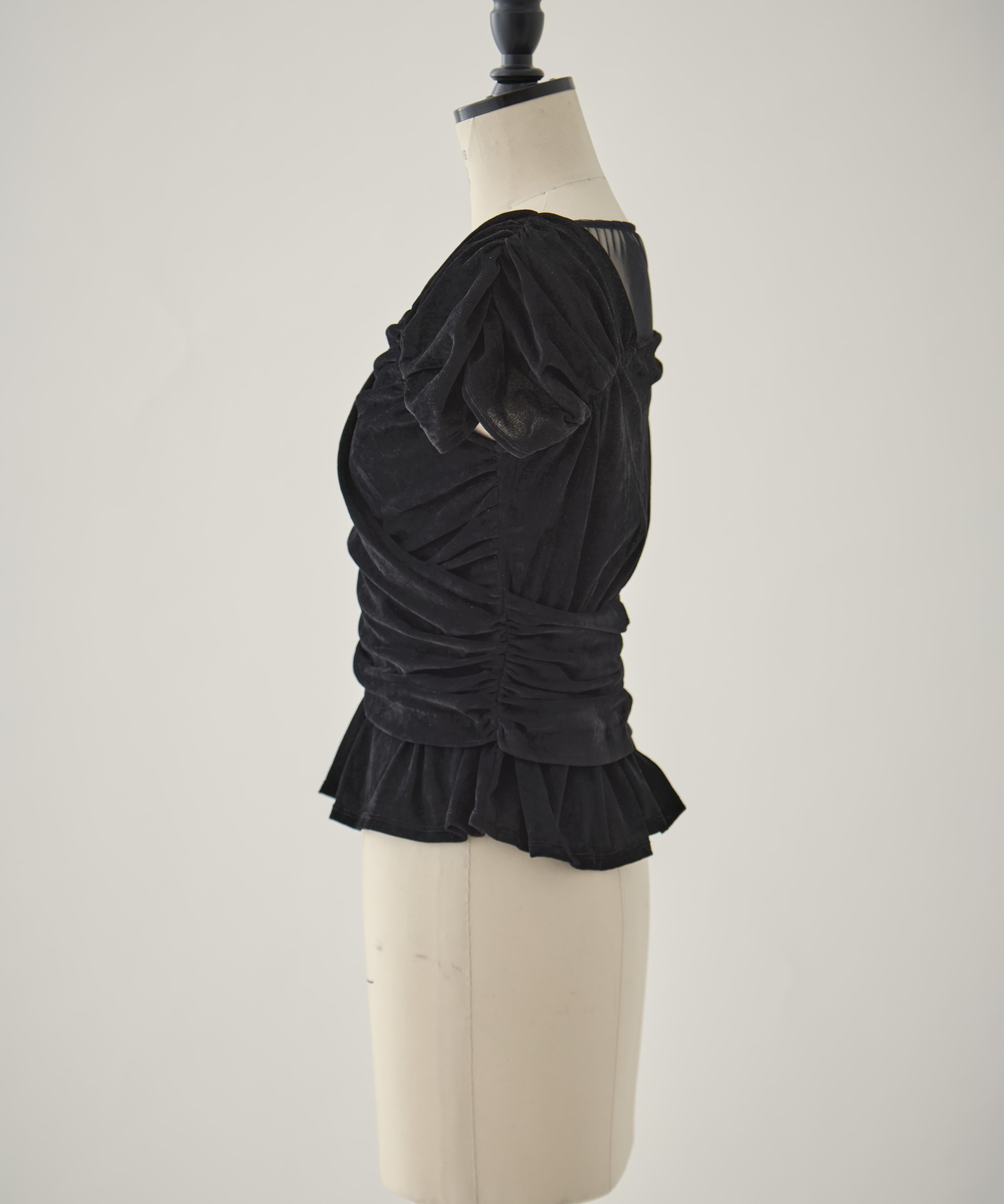 VELVET TULLE GATHERED TOP FETICO