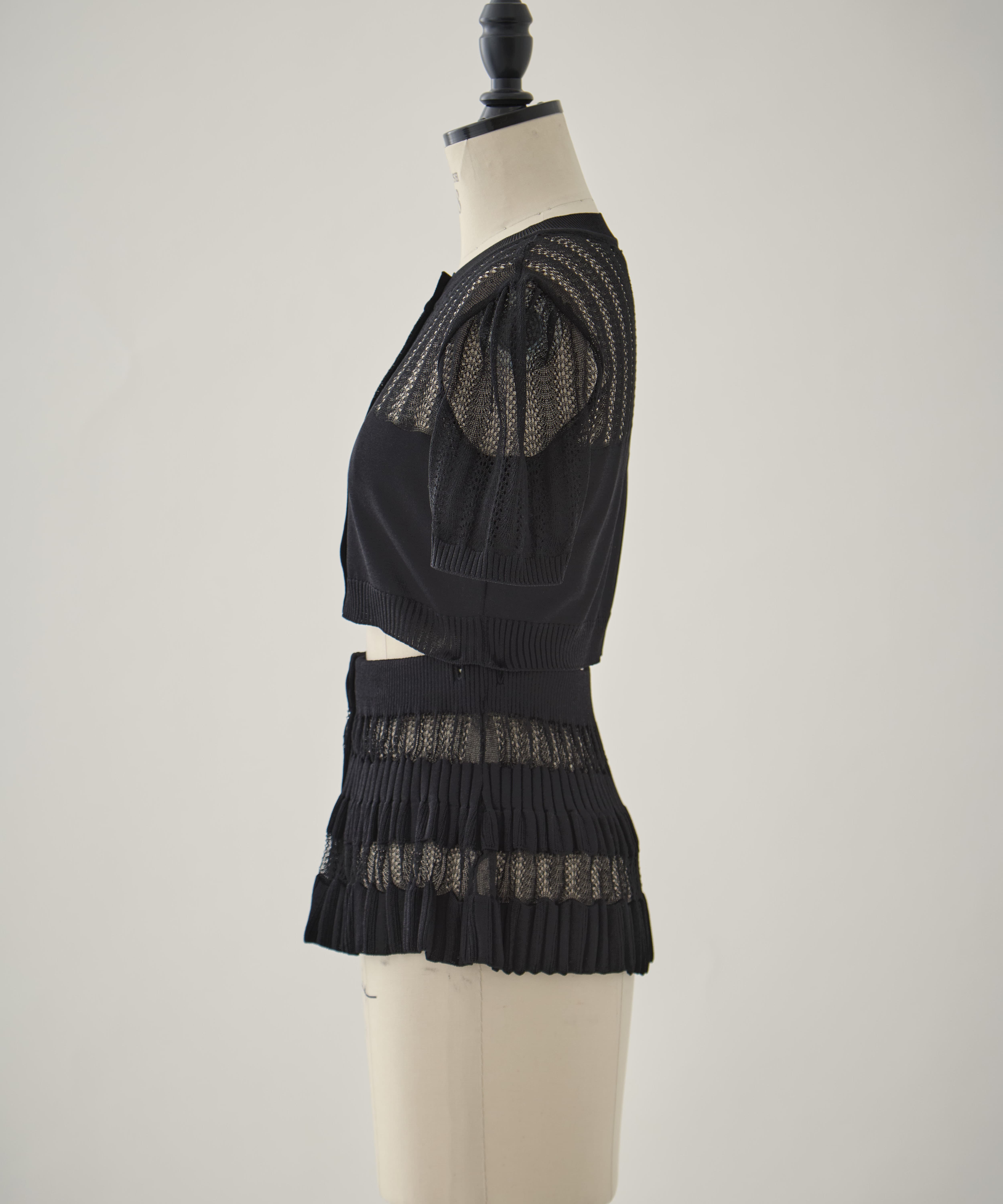 CONVERTIBLE SHEER STRIPE KNIT CARDIGAN FETICO