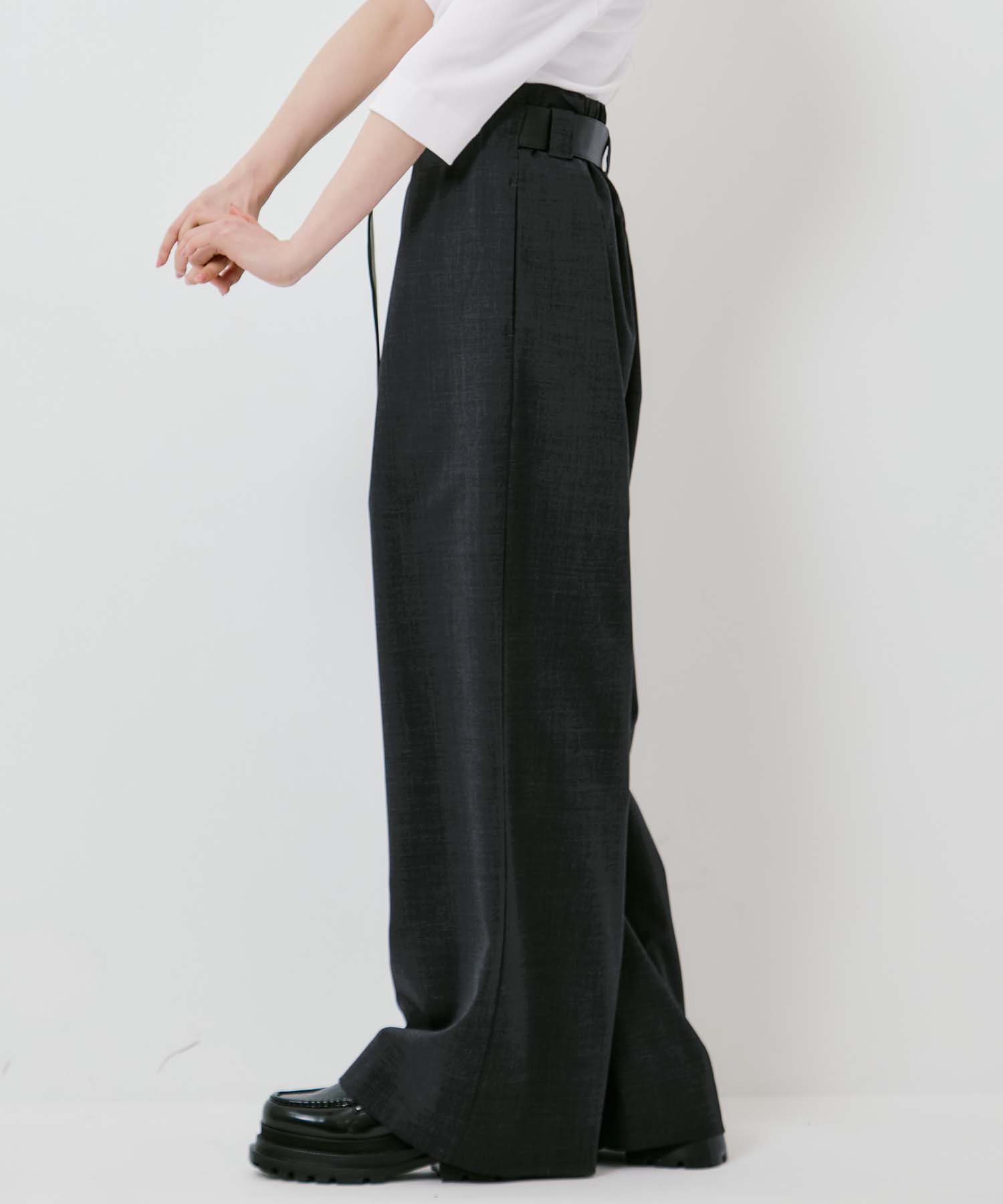 Summer Wool Belted Trousers STUDIOUS