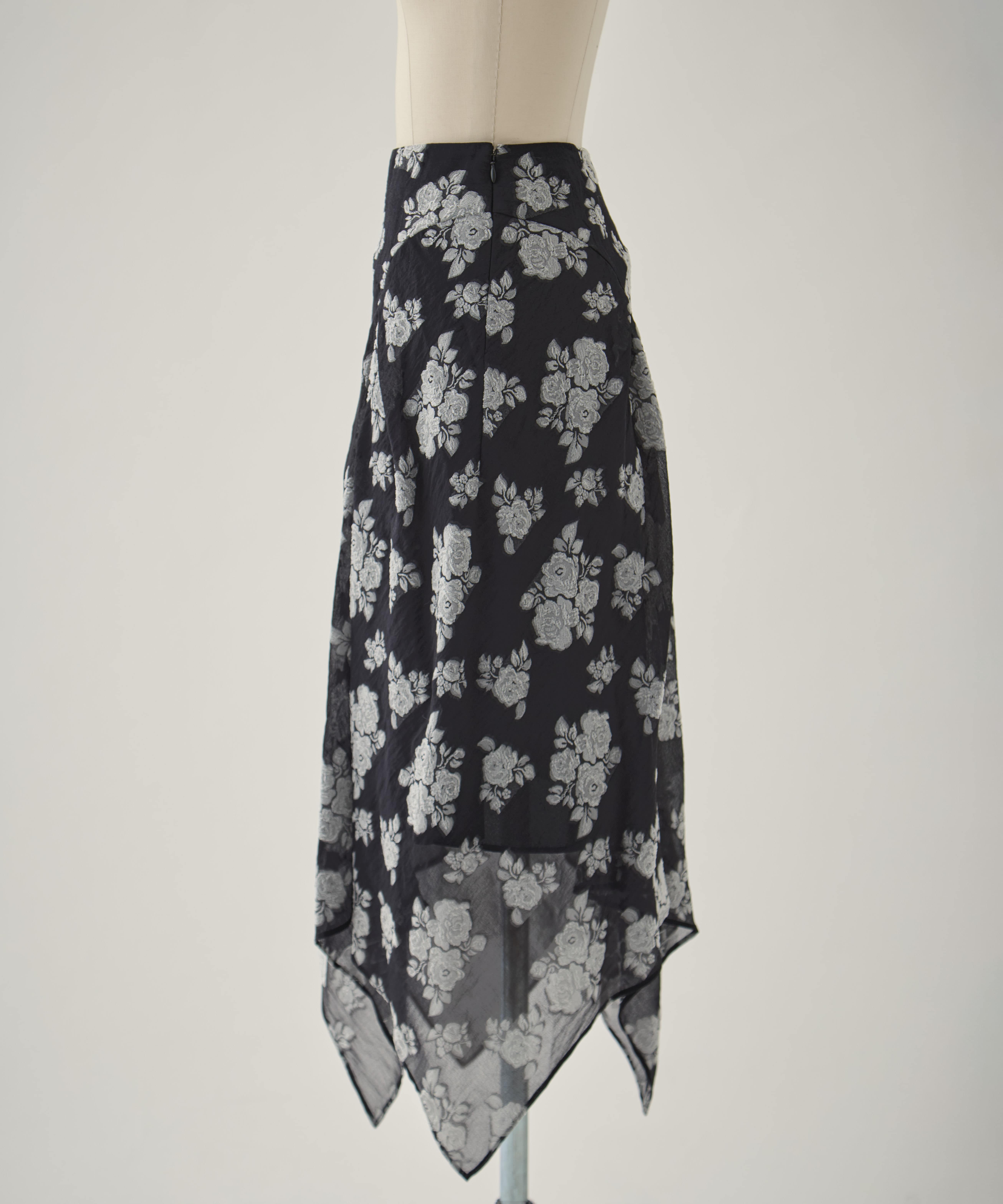 DRAPED FLORAL JACQUARD SKIRT FETICO