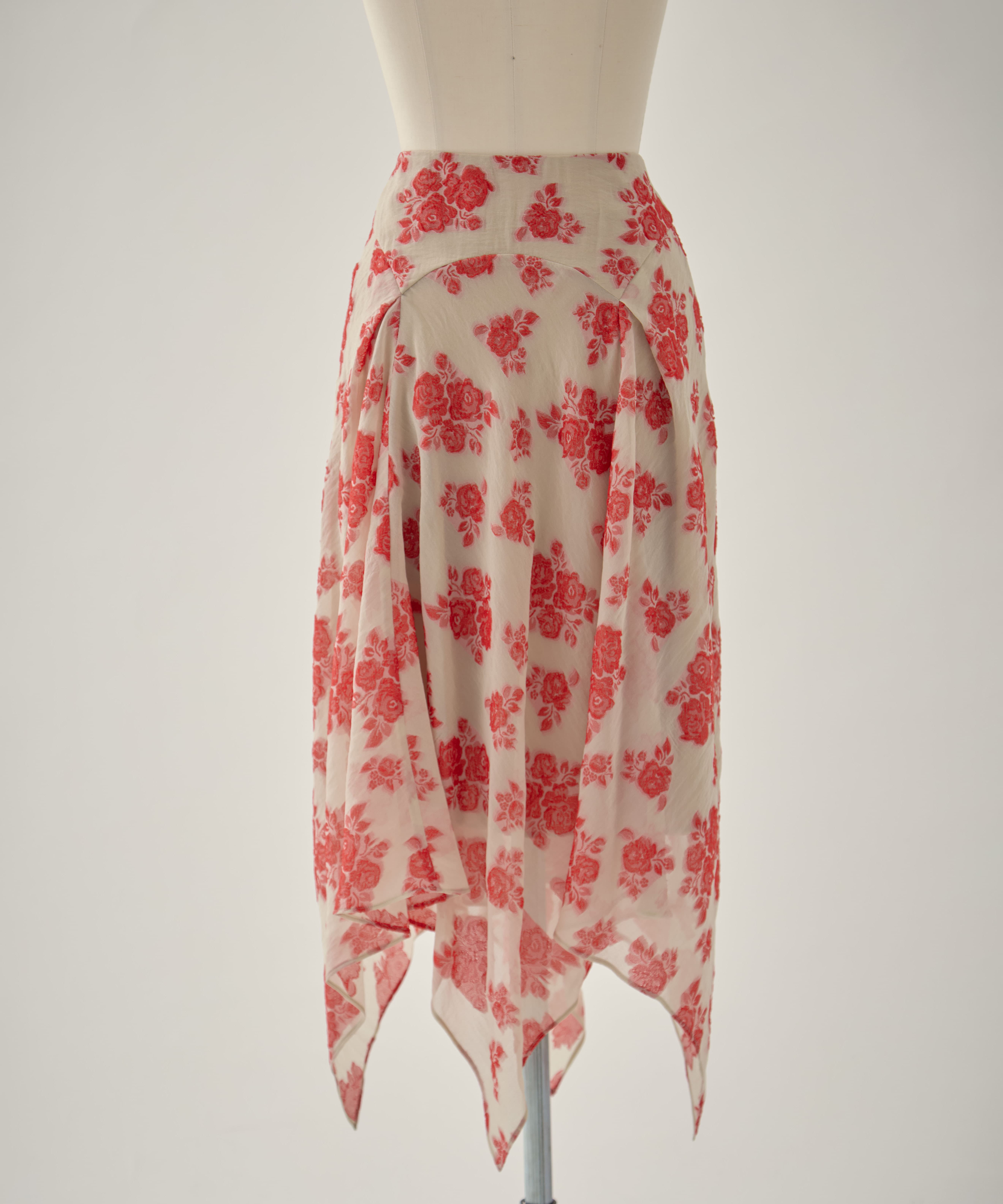 DRAPED FLORAL JACQUARD SKIRT FETICO