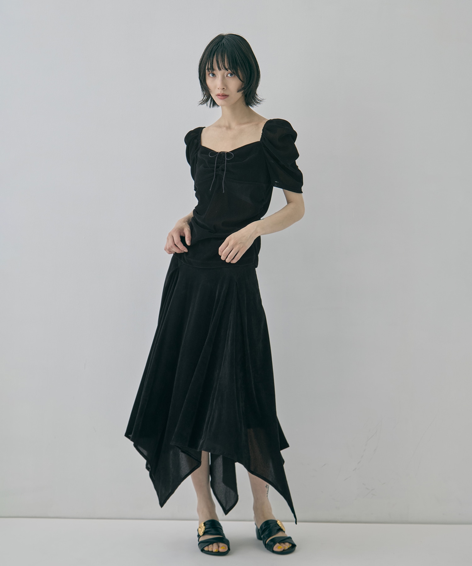 VELVET TULLE GATHERED SKIRT FETICO