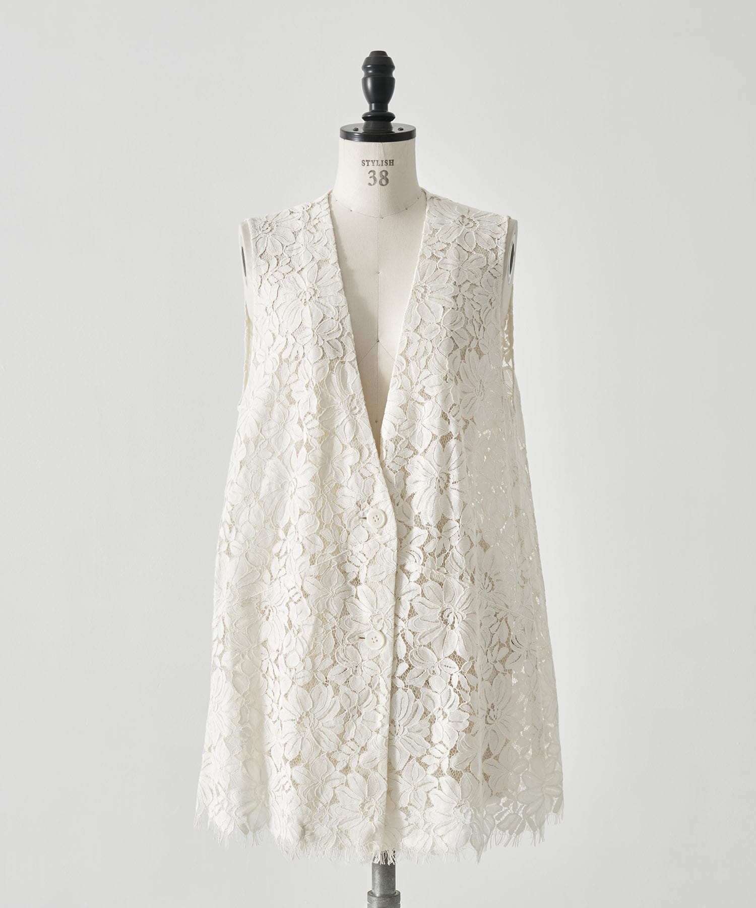 MELANGE LACE VEST LAYERED JACKET AMERI