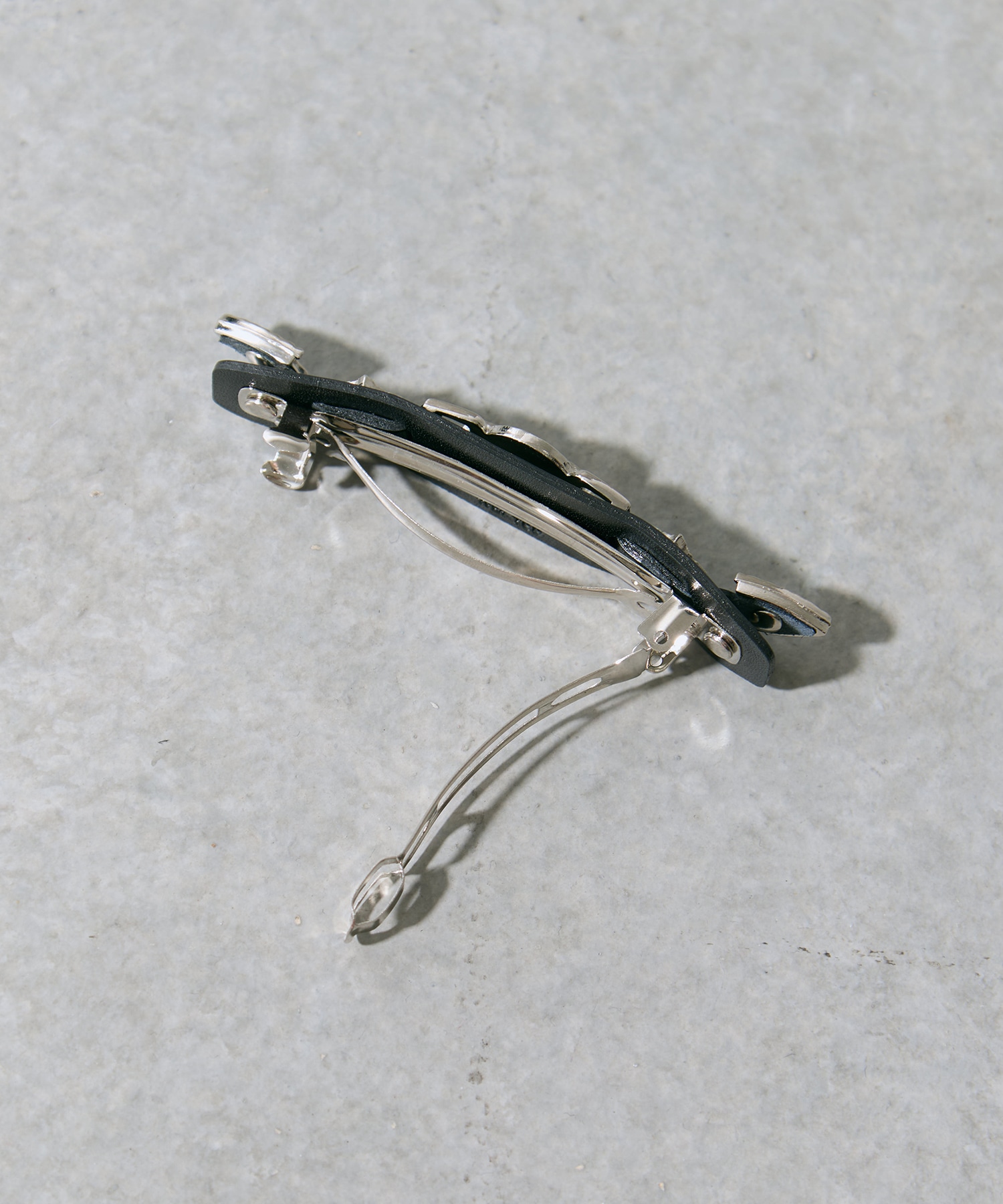 Metal leather barrette small TOGA