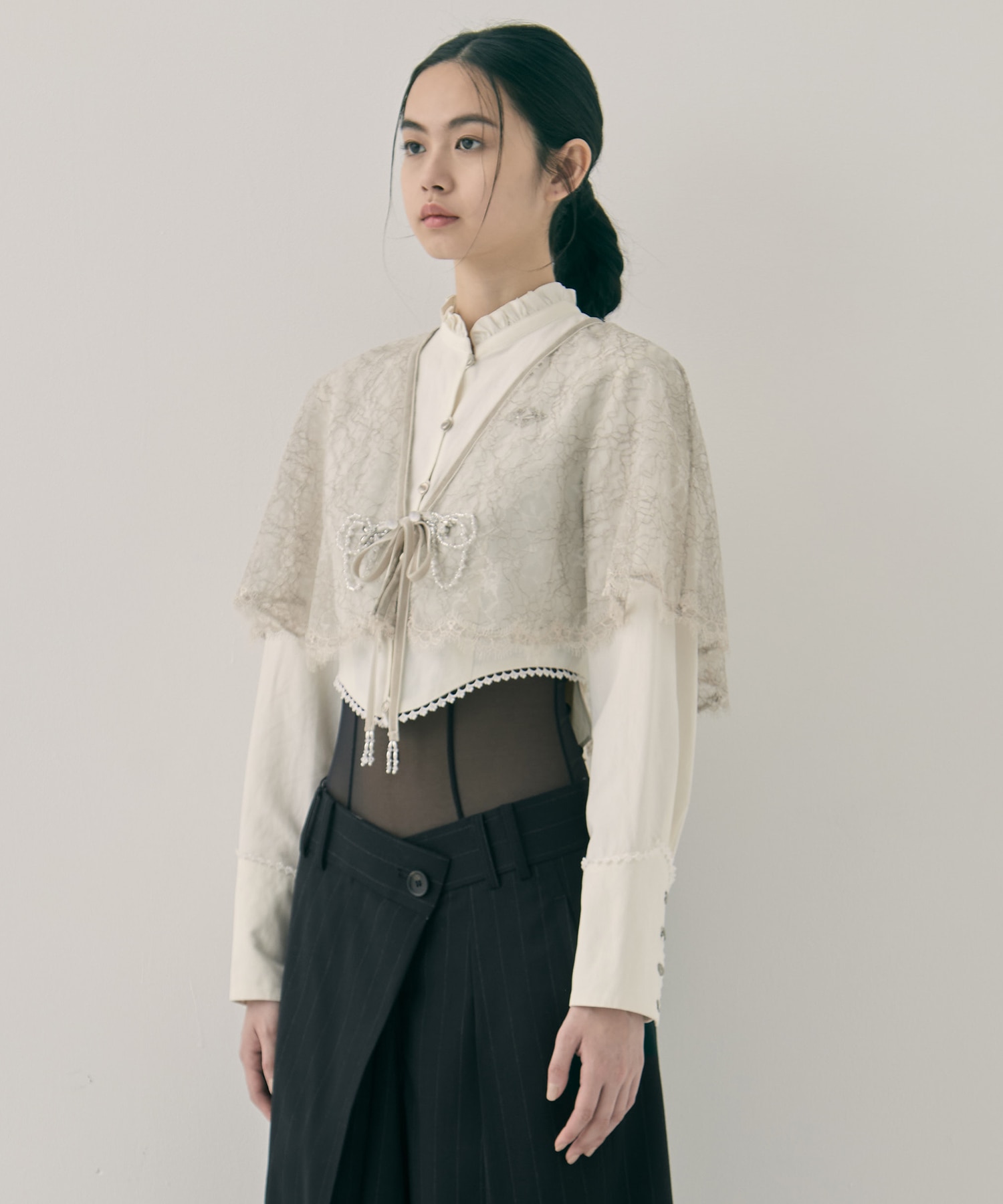 flower lace velvet ribbon cape tanakadaisuke