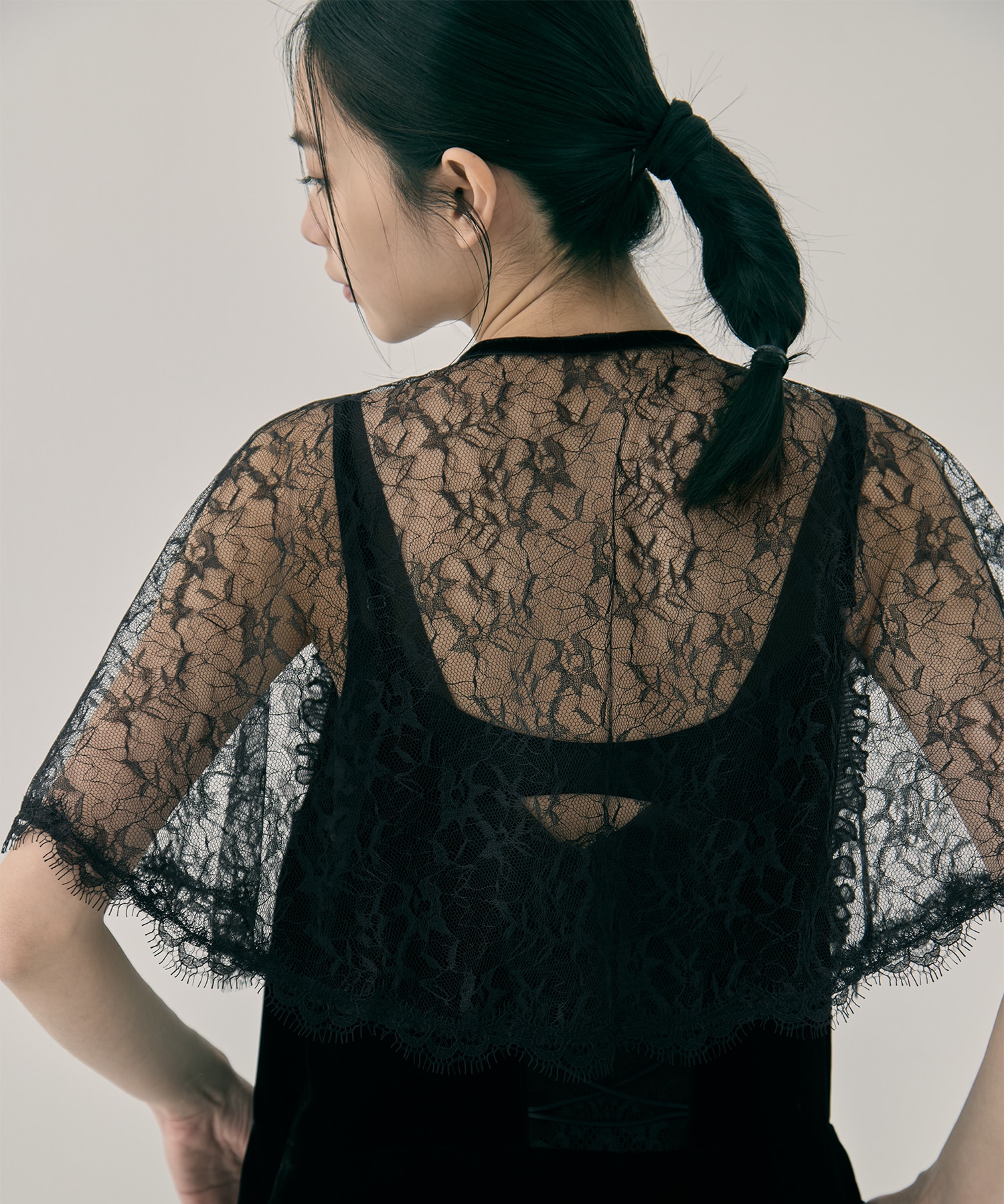 flower lace velvet ribbon cape tanakadaisuke