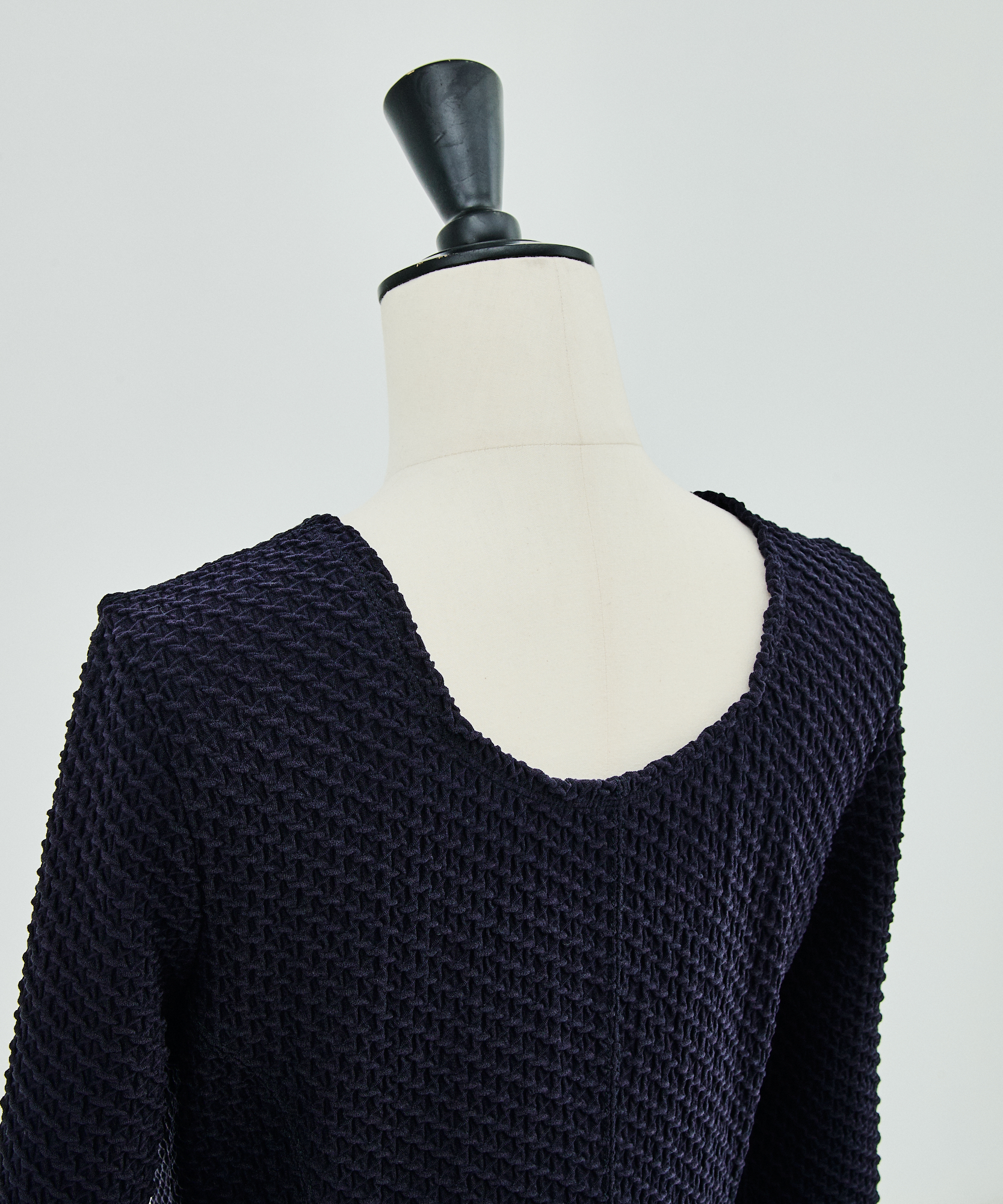 Shirring Jersey Jacquard Long Sleeve Dress Mame Kurogouchi