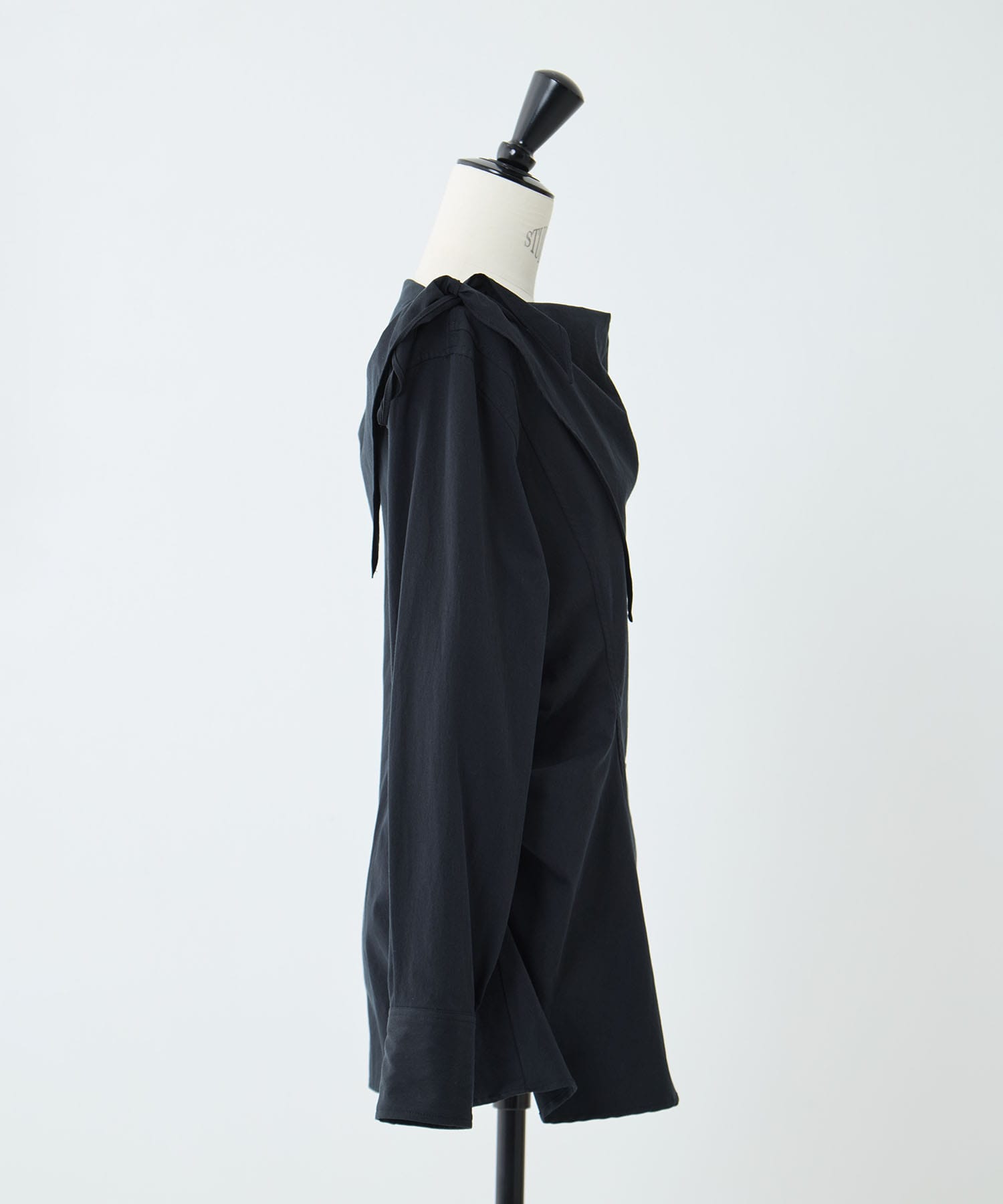 COTTON STRIPE SCARF COLLAR BLOUSE FETICO