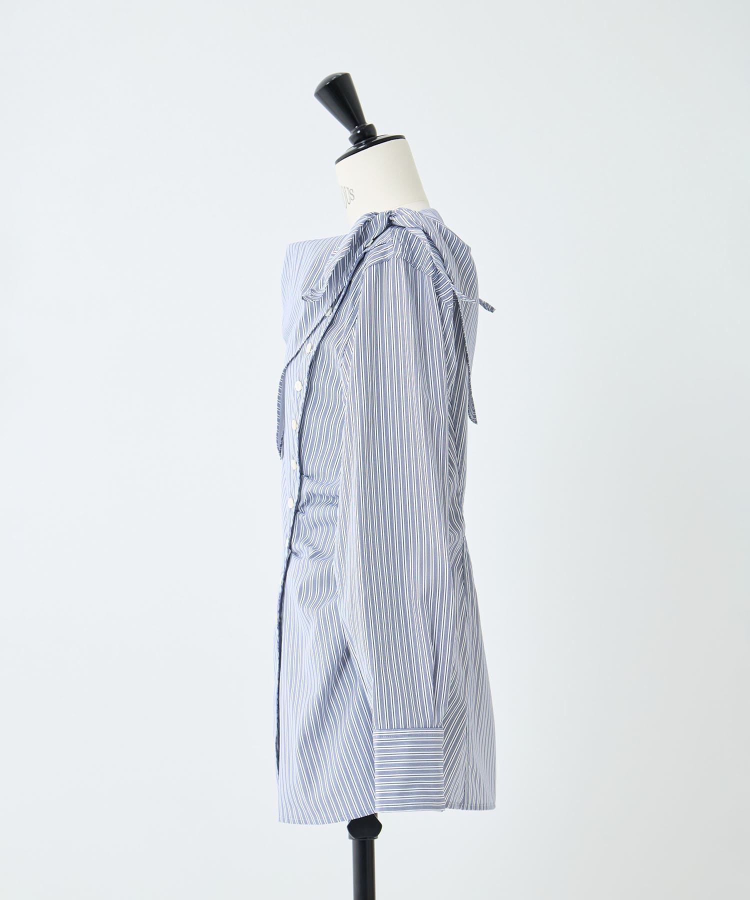 COTTON STRIPE SCARF COLLAR BLOUSE FETICO