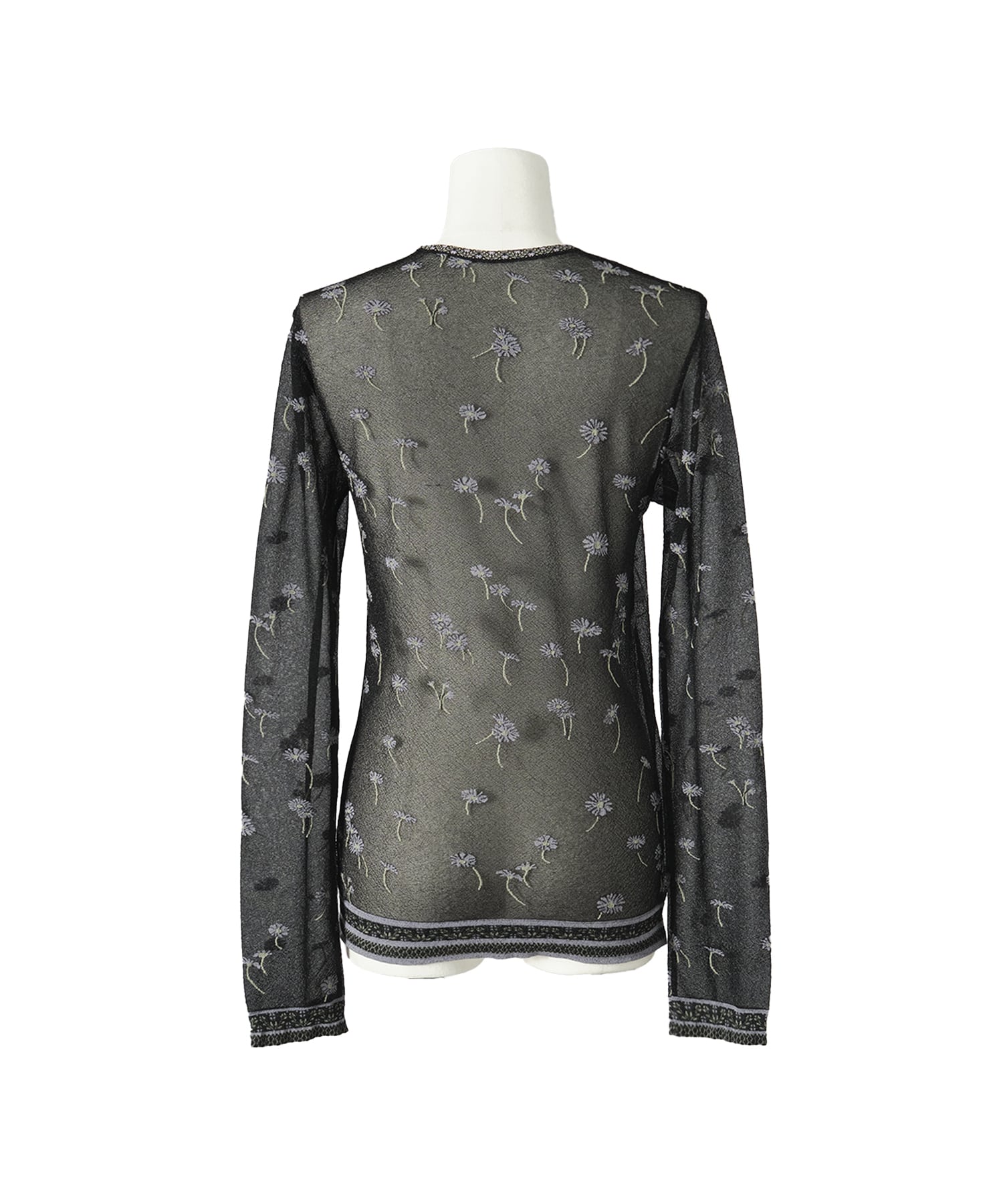 Floral Pattern Long Sleeve Sheer Knit Top Mame Kurogouchi