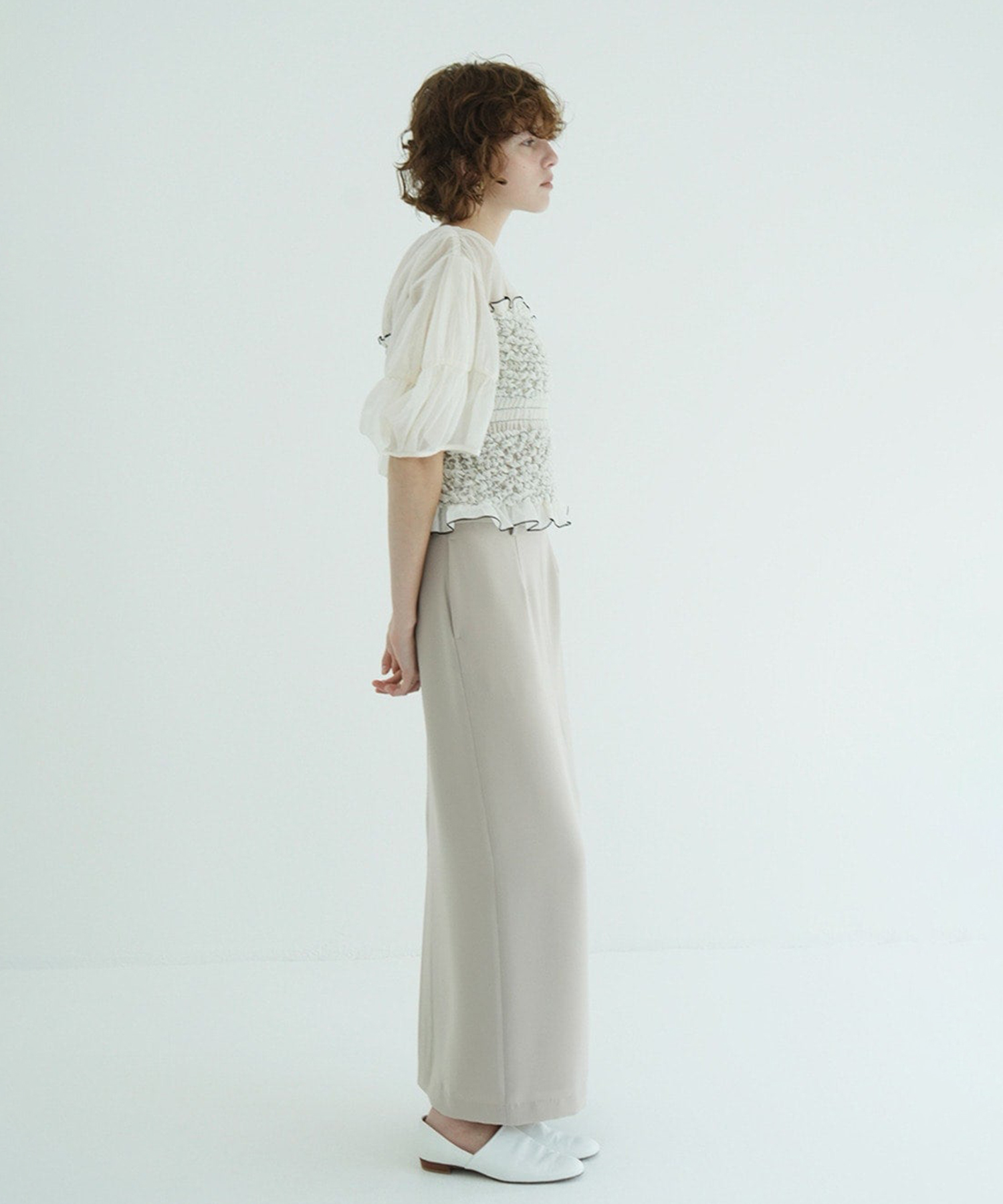 COLOR STITCHED SHIRRING TOPS CLANE