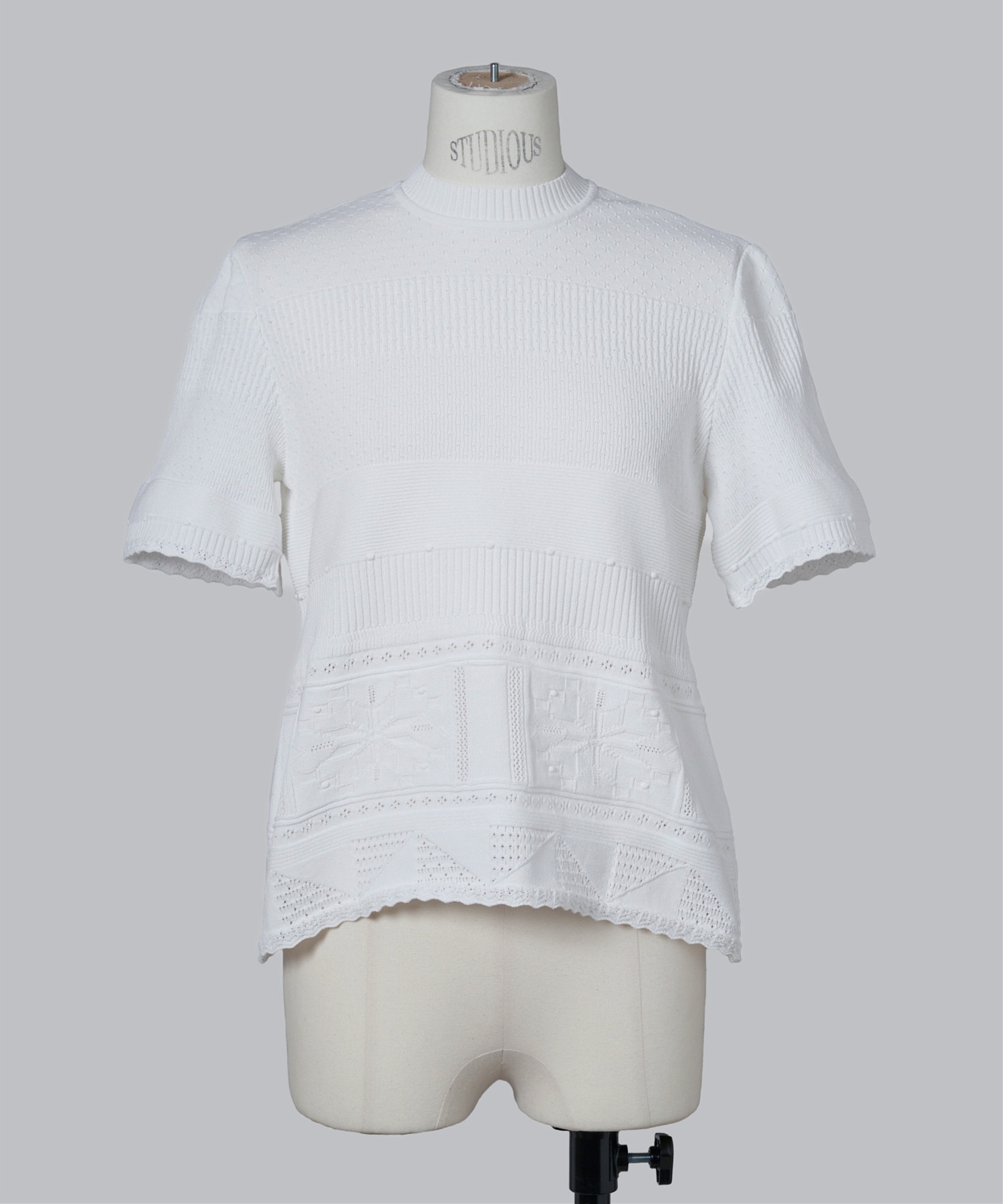 Knit Lace Short Sleeve Top Mame Kurogouchi