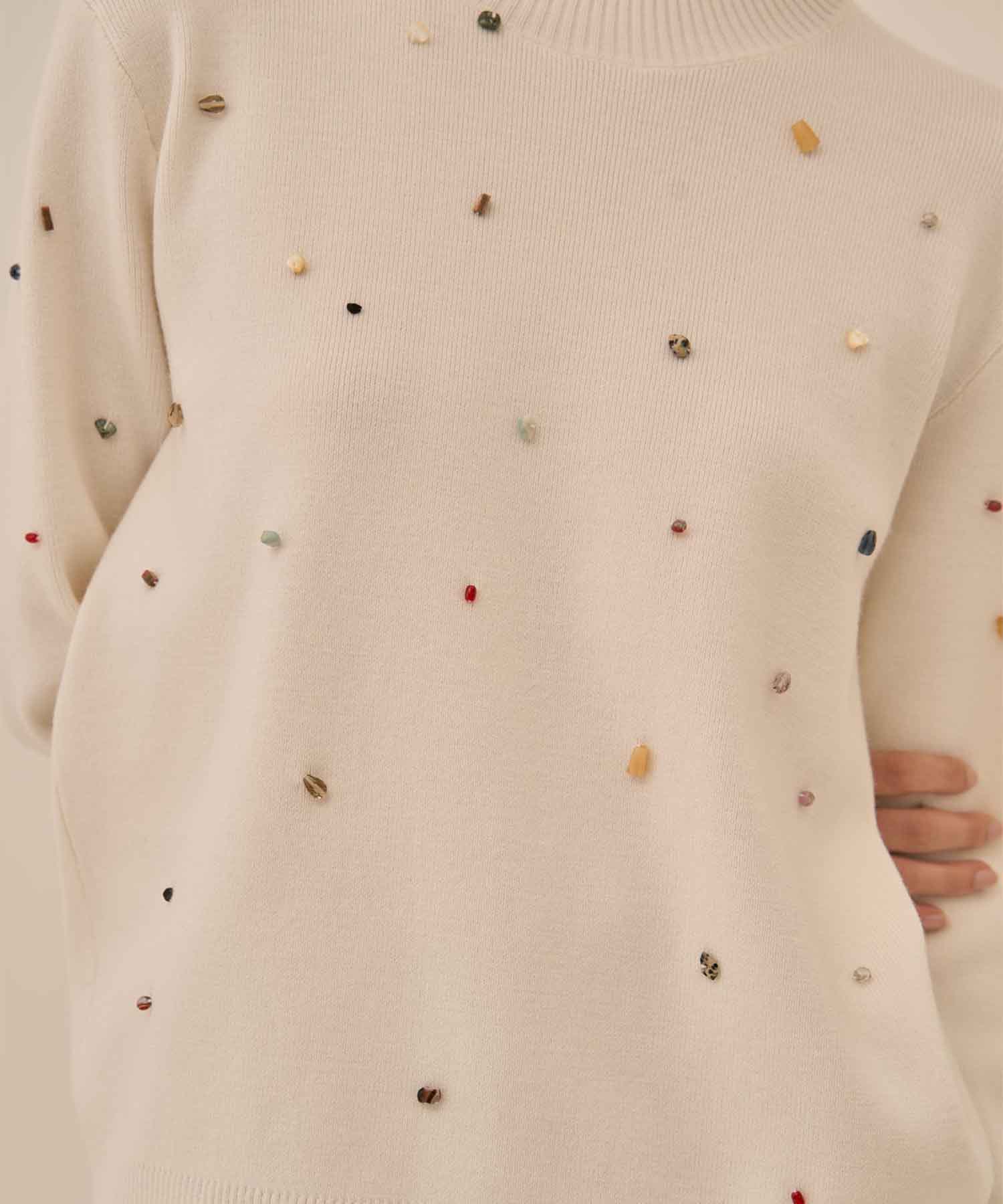 Aila glass beads& ores knit pullover AKIRANAKA