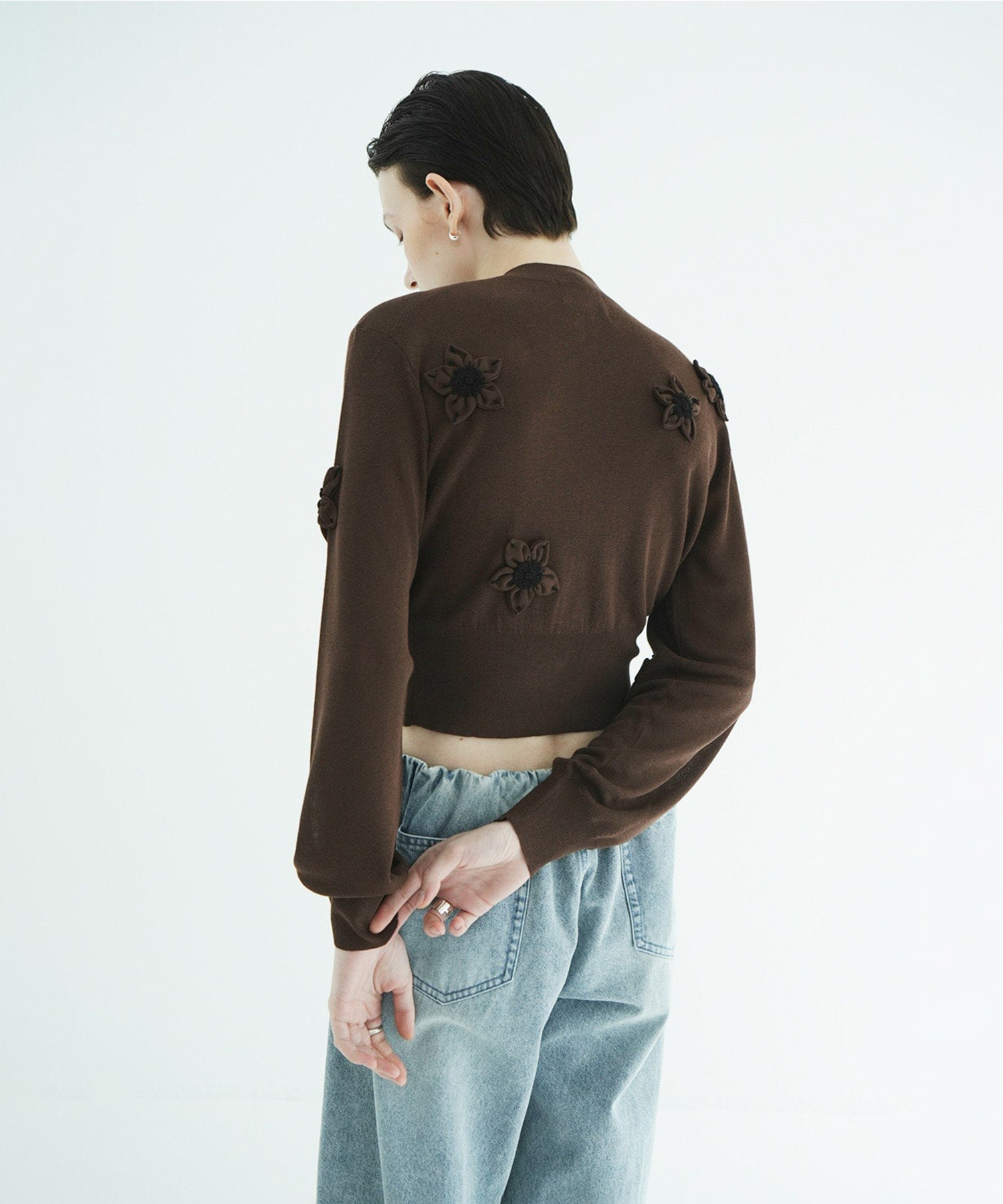 FLOWER MOTIF KNIT CARDIGAN CLANE