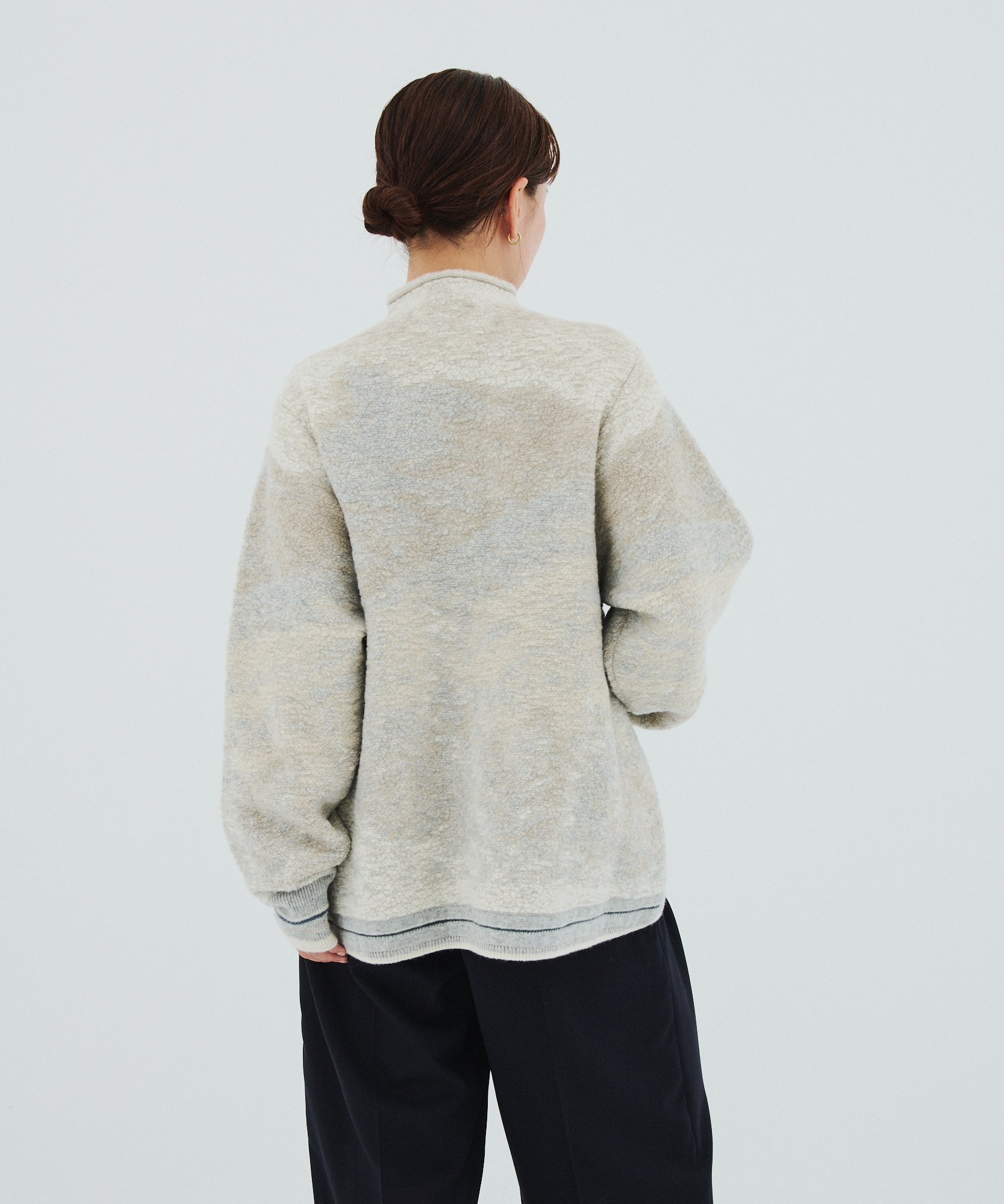Pile Jacquard Half Zip Knit Top Mame Kurogouchi