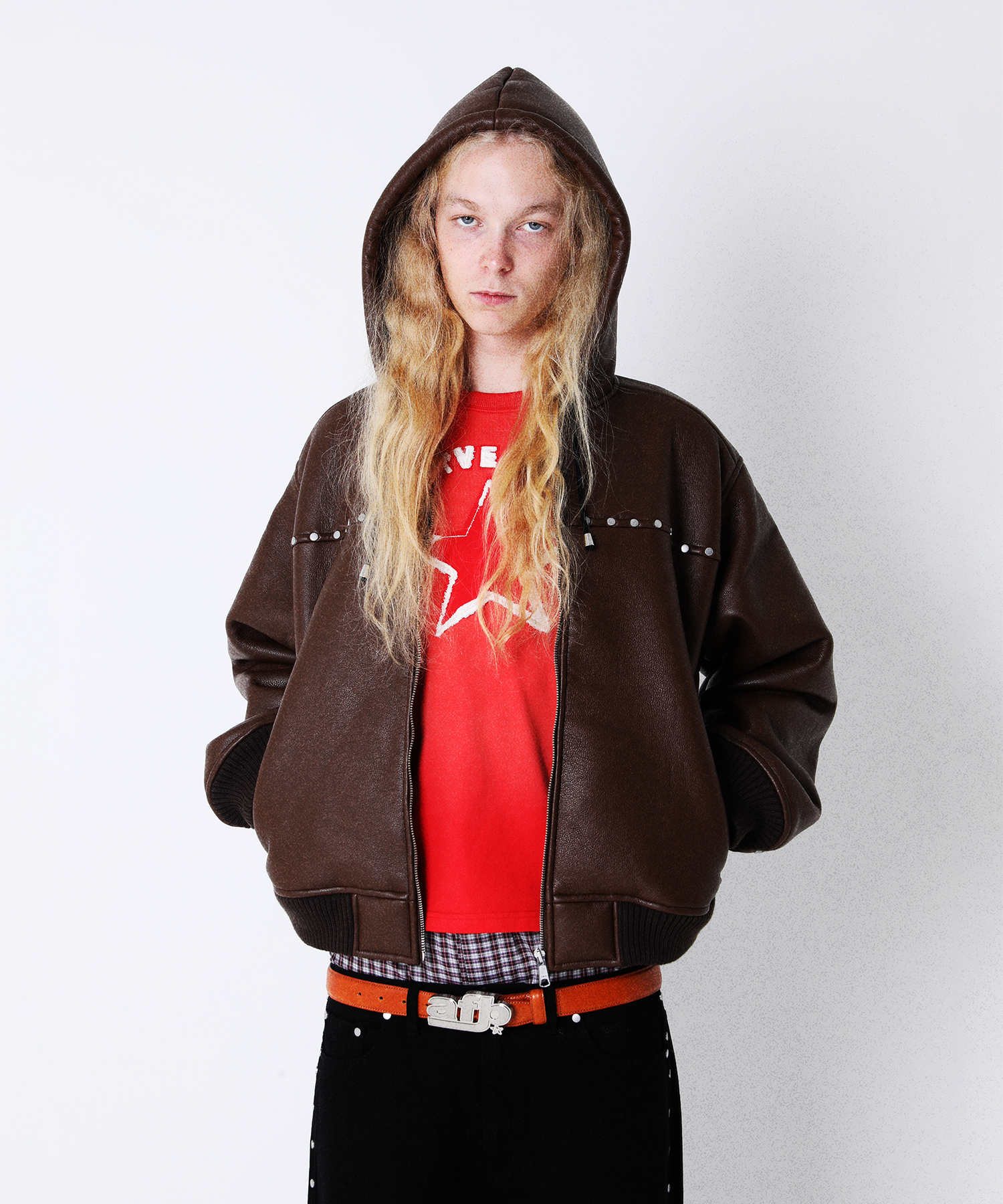 STUDDED HOODED BOMBER JACKET AFB